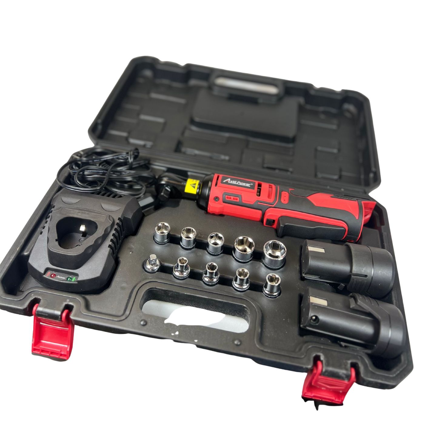 Cordless Electric Ratchet Wrench Kit – 3/8" Drive, 60N·m Torque, 12V Power with 2 Batteries and Charger