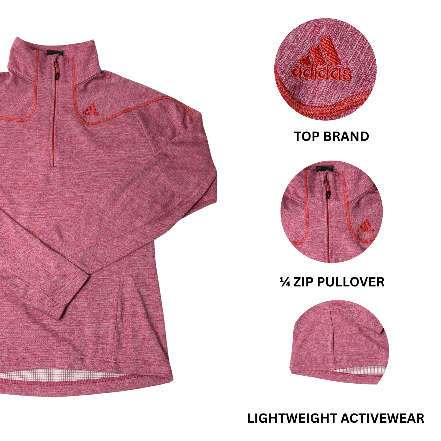 Women’s Pink Lightweight Quarter-Zip Pullover – Size M