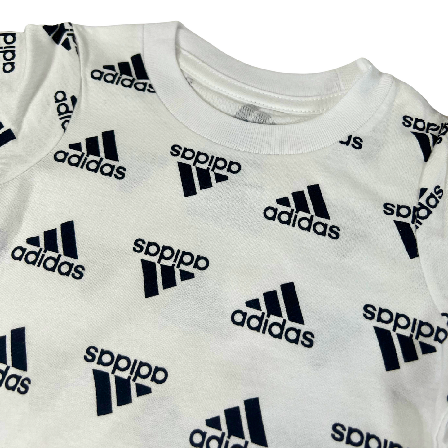 Baby Boys' 2-Piece White Logo Tee & Black Shorts Set – 3M