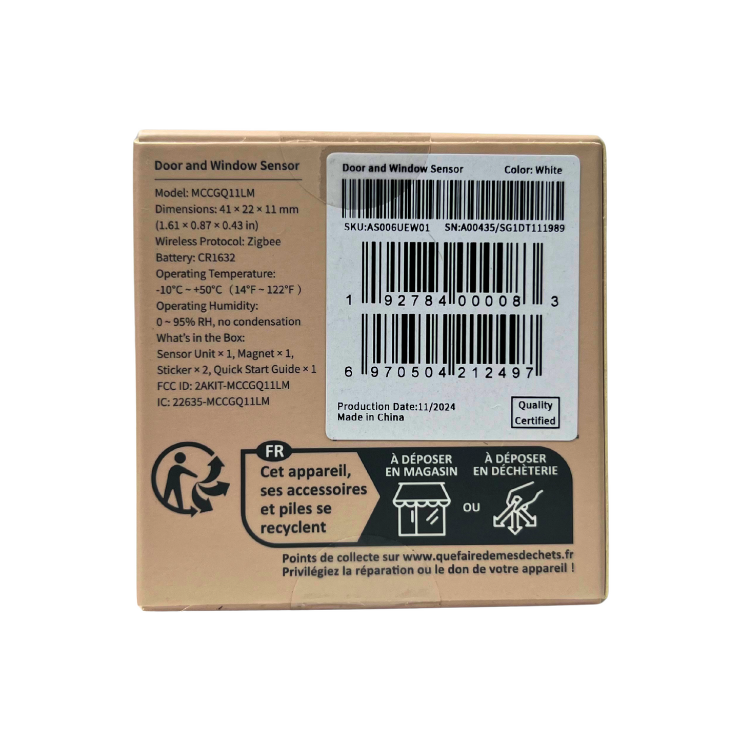 Smart Door & Window Sensor 3-Pack, Wireless Contact Sensors