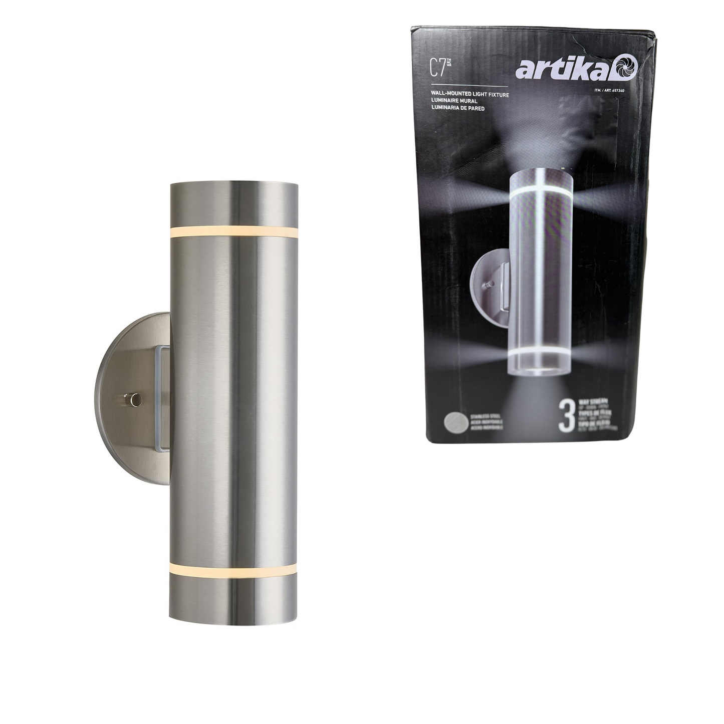 Artika C7 Outdoor/Indoor Cylinder Wall Sconce – Stainless Steel