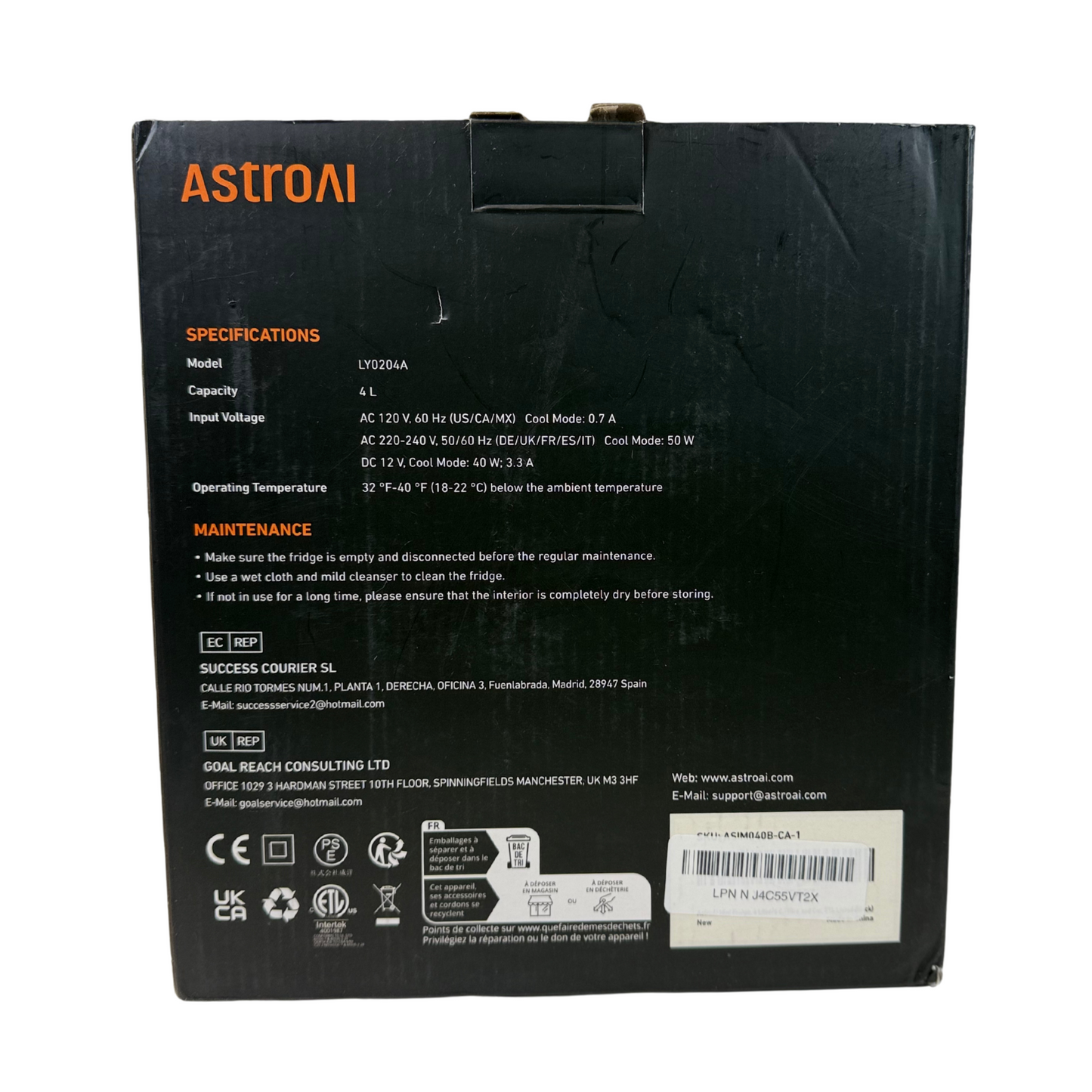 AstroAI Mini Fridge 4L, Portable Skincare & Beverage Cooler for Car/Home, Black