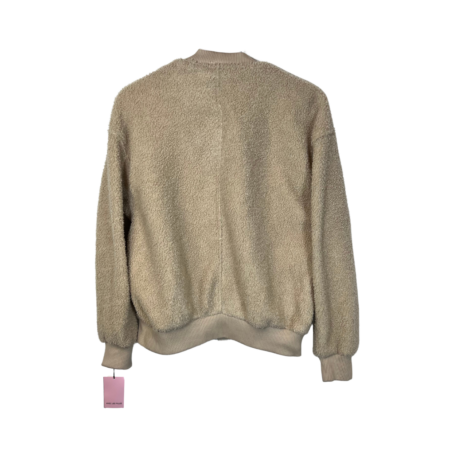 Avec Les Filles Faux Fur Sherpa Fleece Bomber Jacket, Beige, Size Small