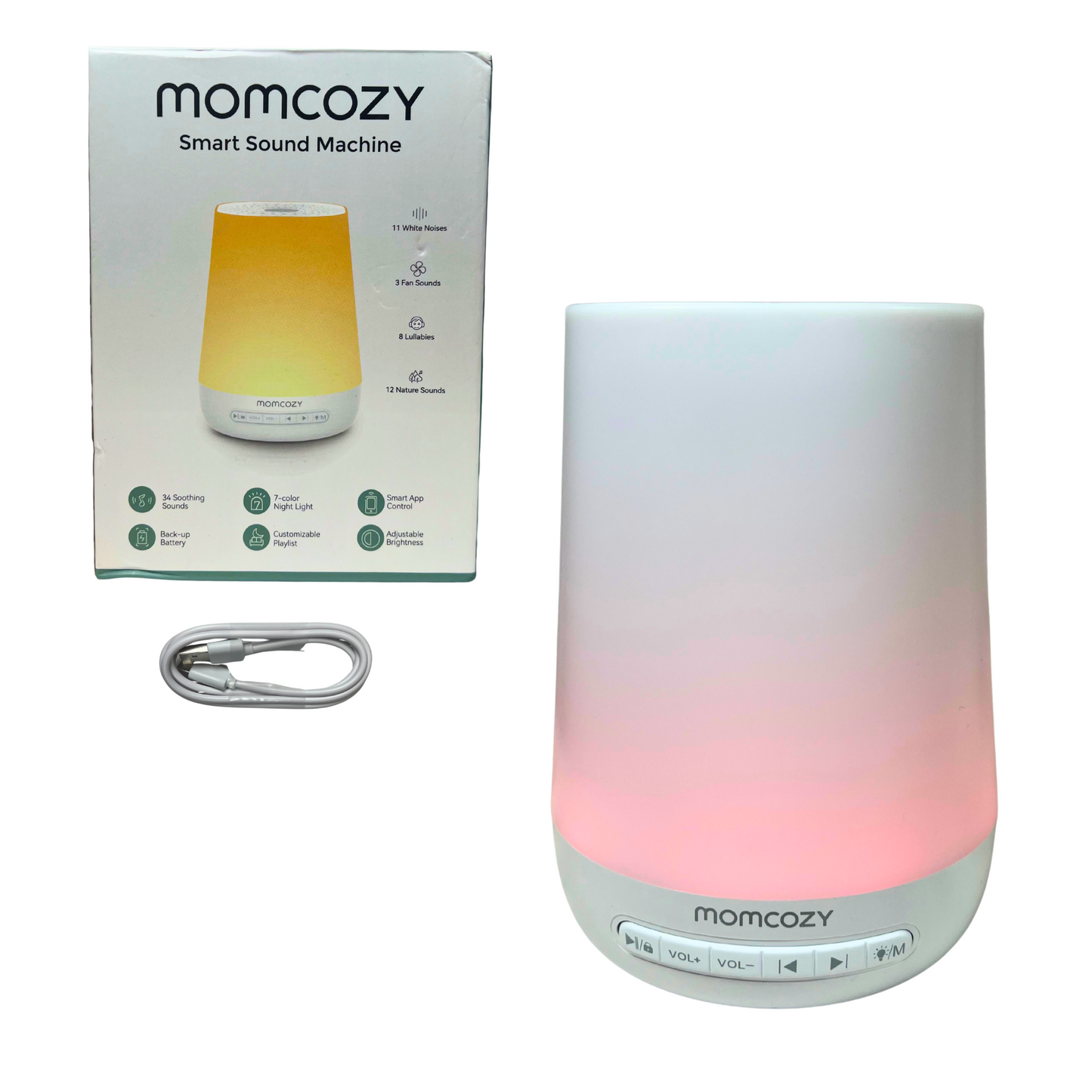 Baby Sleep Sound Machine with Night Light, 34 Soothing Sounds, App Control, Sleep Trainer & Timer