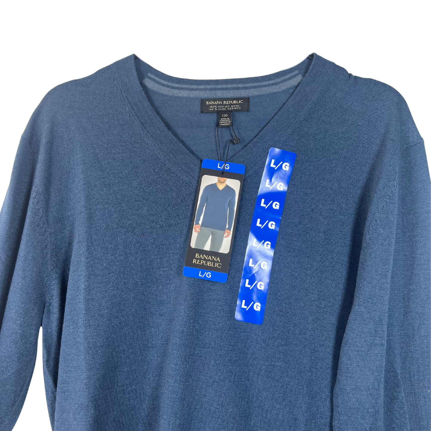 BR Men’s Long Sleeve Merino Wool Henley – Blue, Size L