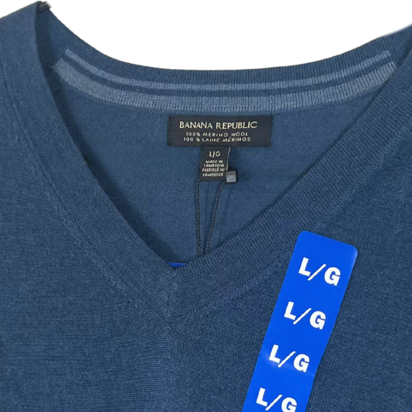 BR Men’s Long Sleeve Merino Wool Henley – Blue, Size L