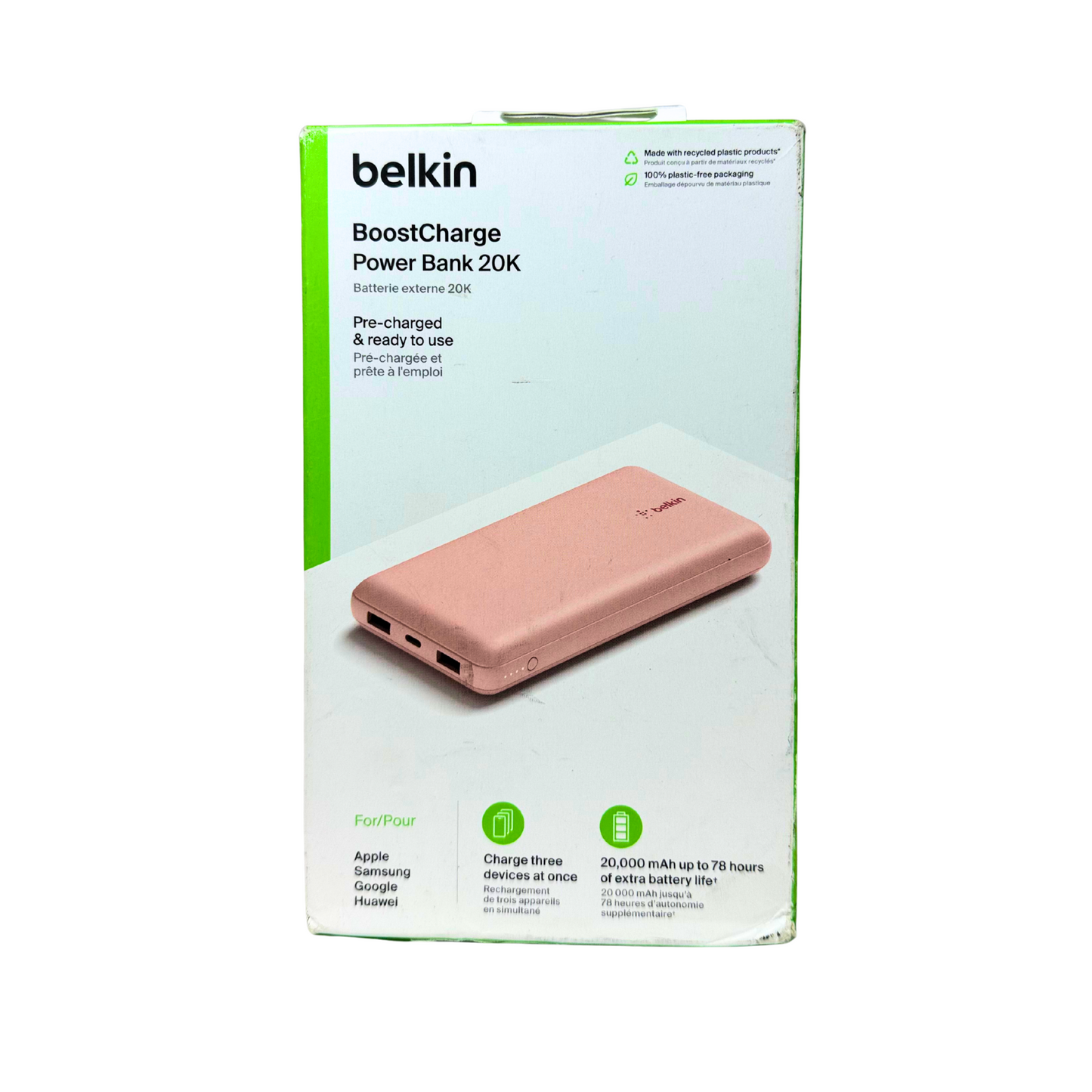 Portable 20000mAh USB-C Power Bank with 3 Ports & LED Indicator