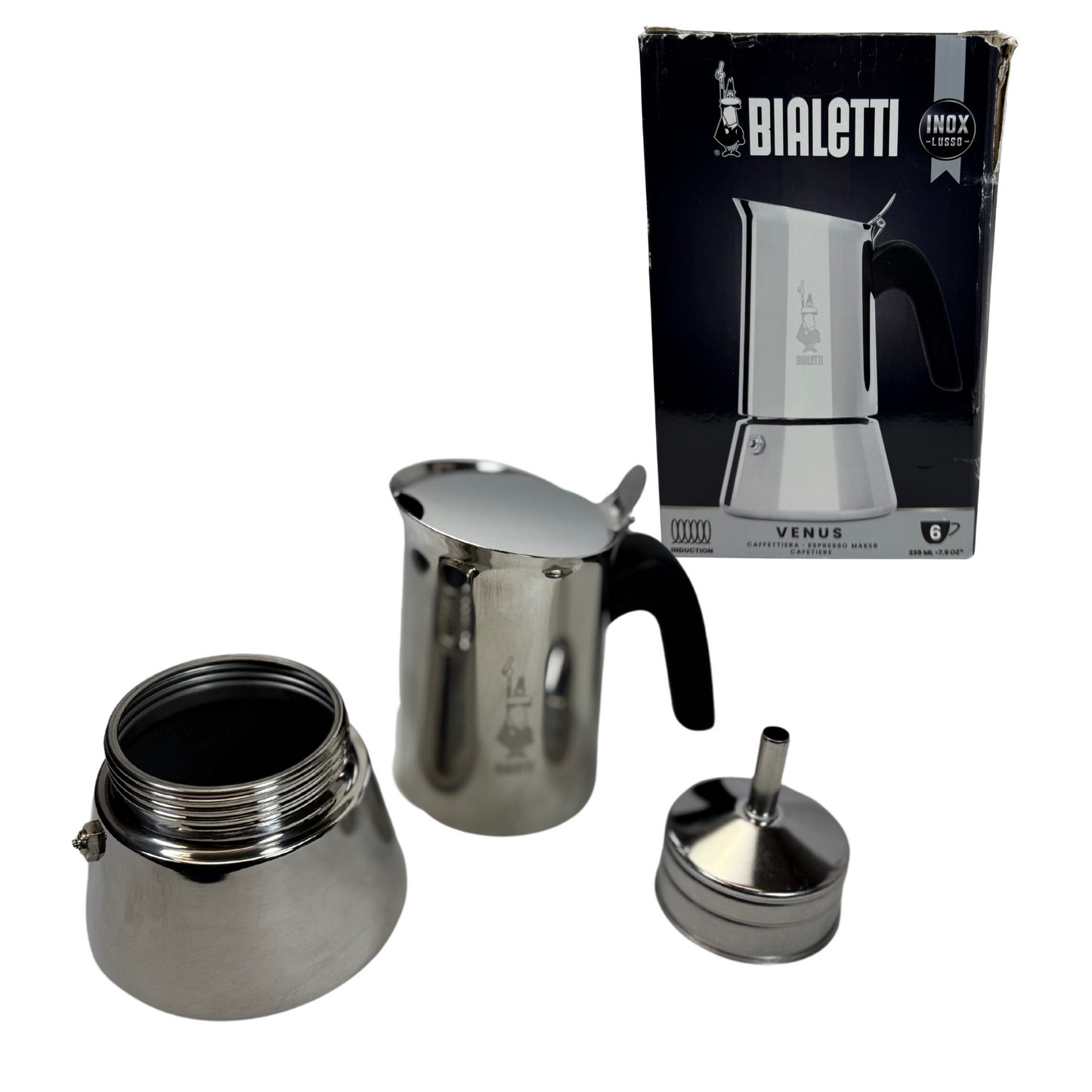 Venus Stainless Steel Stovetop Espresso coffee Maker – Medium (6-Cup)