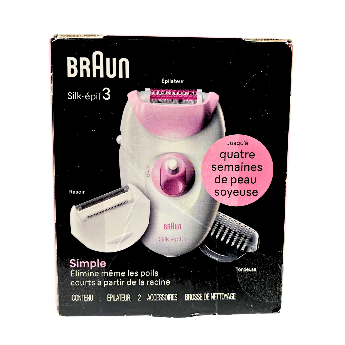 Epilator for Women with 20-Tweezer System, Massage Rollers & Trimmer Head – White/Pink