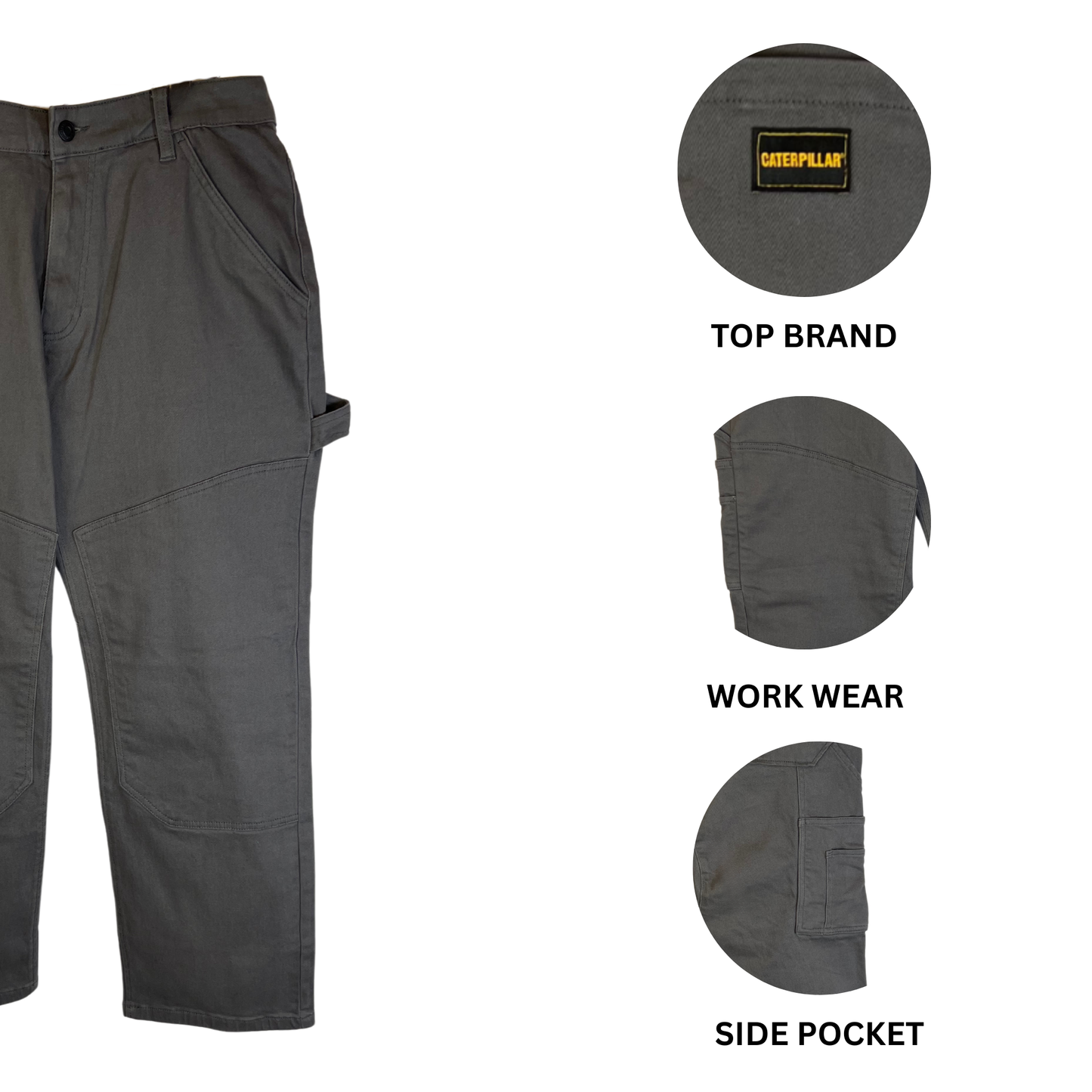 CAT Work Cargo Pants for Men 32x30 Grey - Durable Workwear