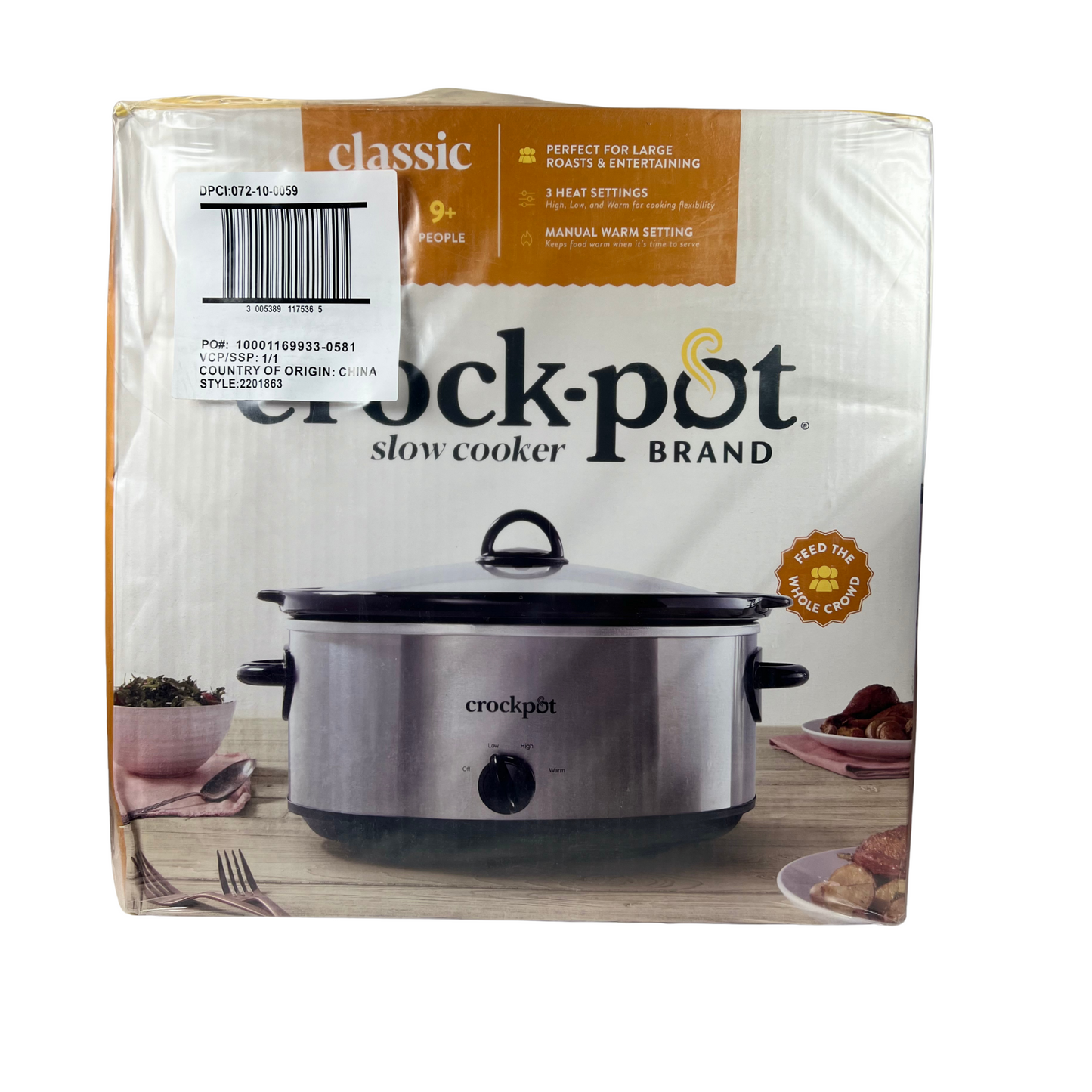 7-Quart Oval Manual Slow Cooker – Stainless Steel