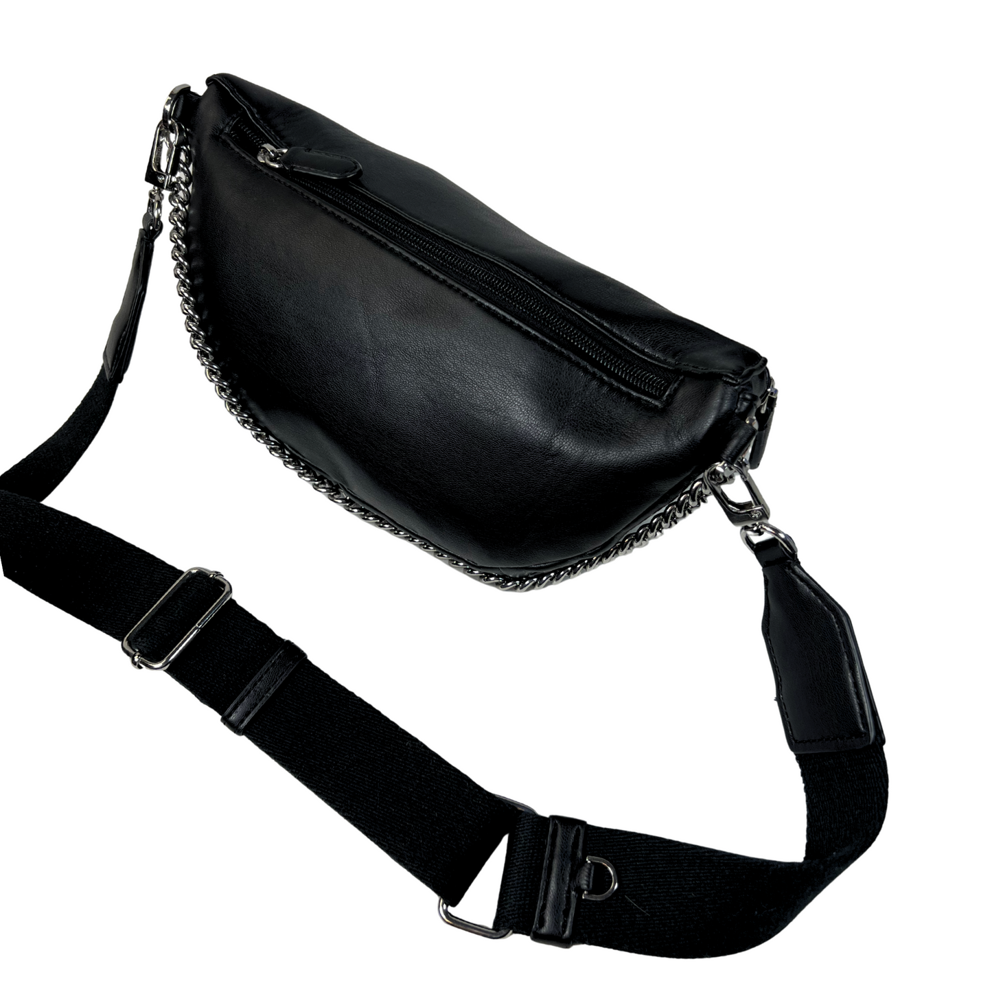 Astrid Sling Belt Bag Crossbody – Black Vegan Leather, Pre-Loved