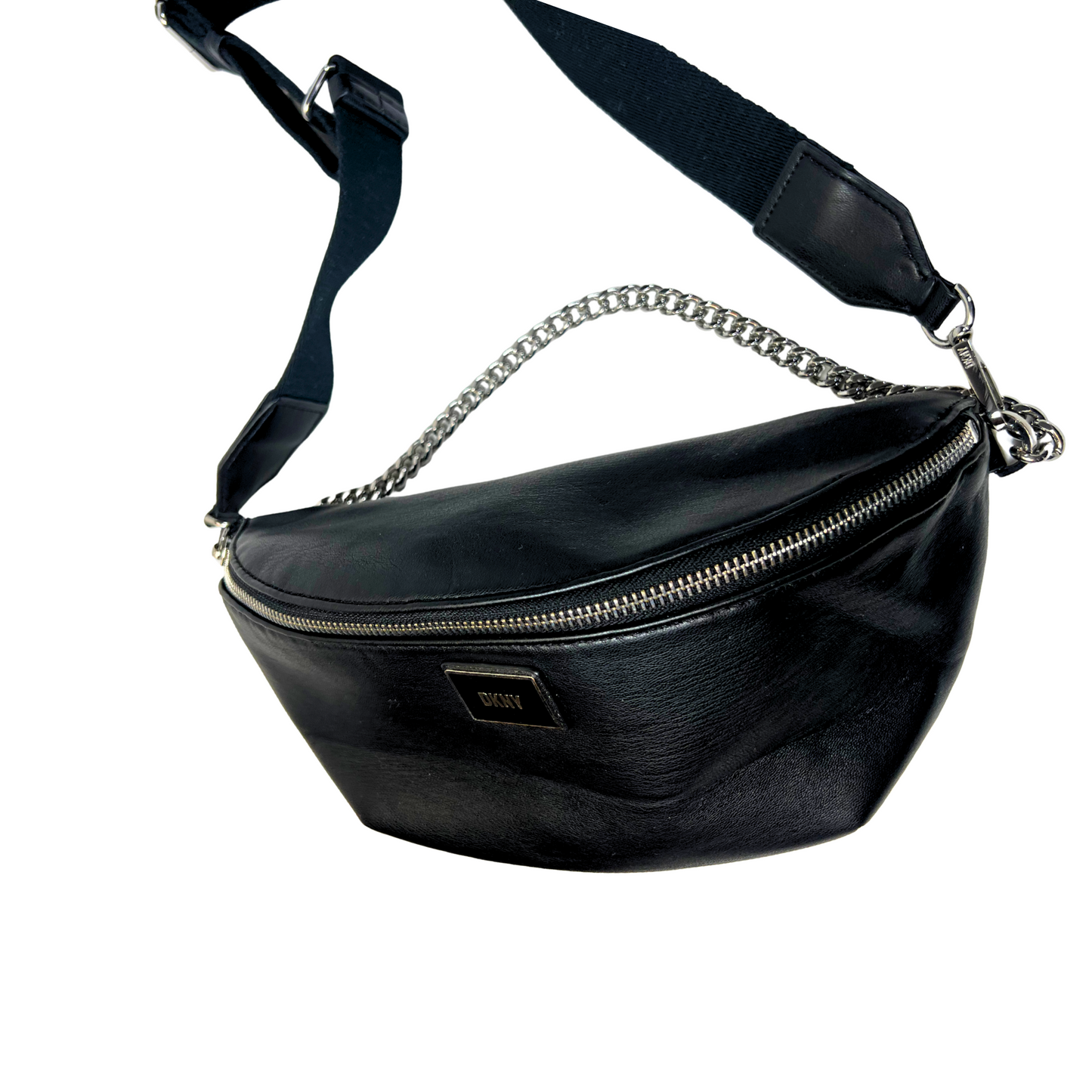Astrid Sling Belt Bag Crossbody – Black Vegan Leather, Pre-Loved