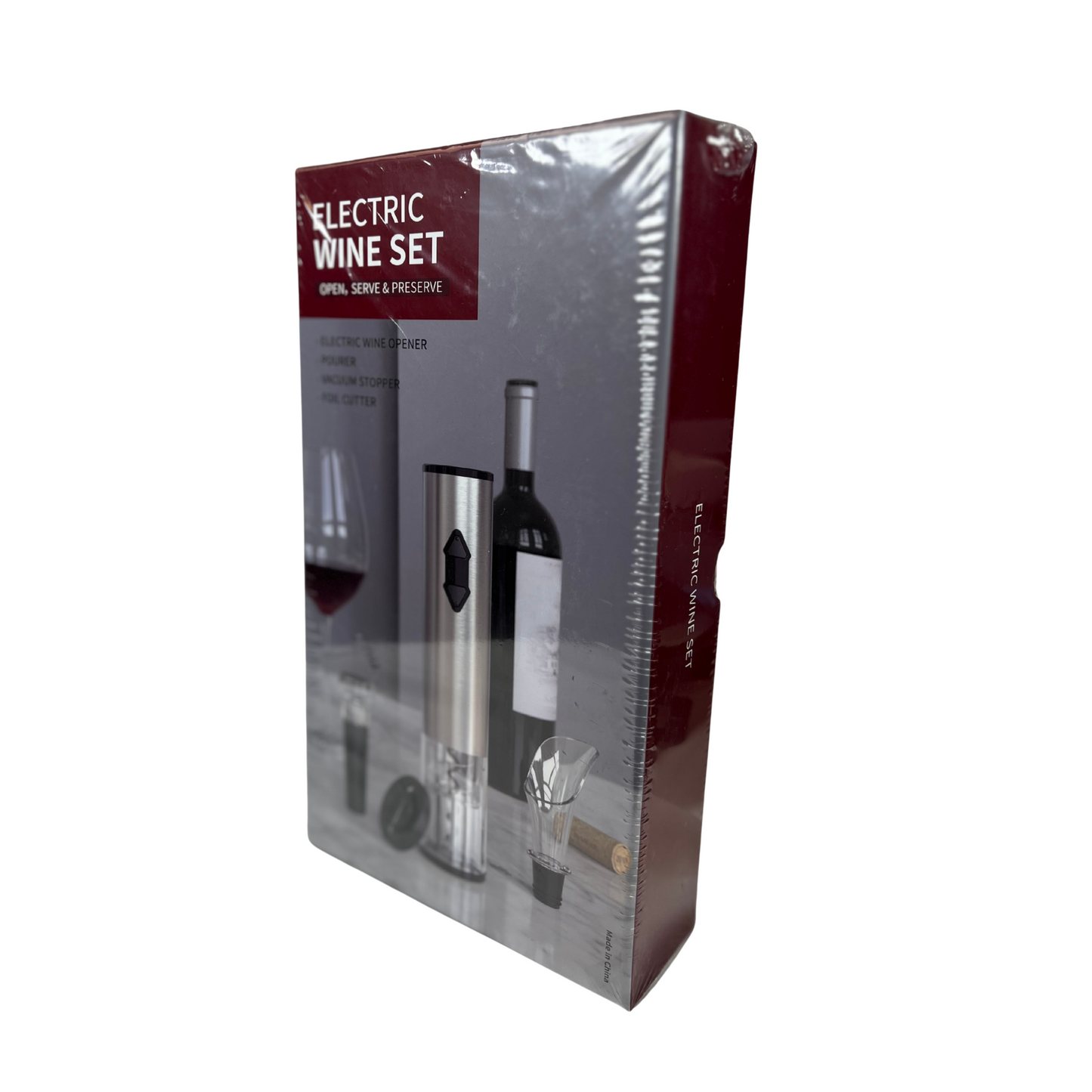 Electric Wine Bottle Opener Set with Cutter, Vacuum Stoppers & Pourer – Cordless, Compact, Gift-Ready