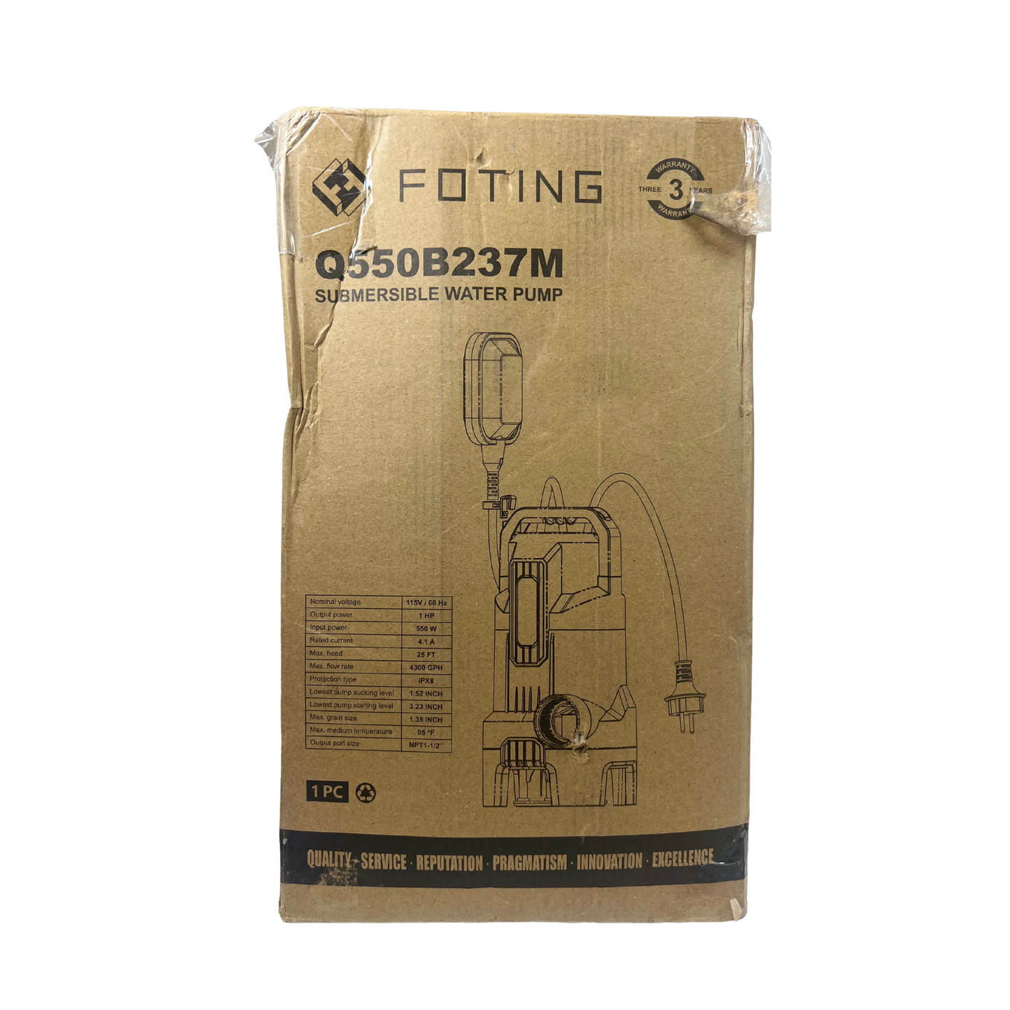3/4 HP Submersible Sump Pump – 4300 GPH with Float Switch for Basement, Pool, and Pond Draining