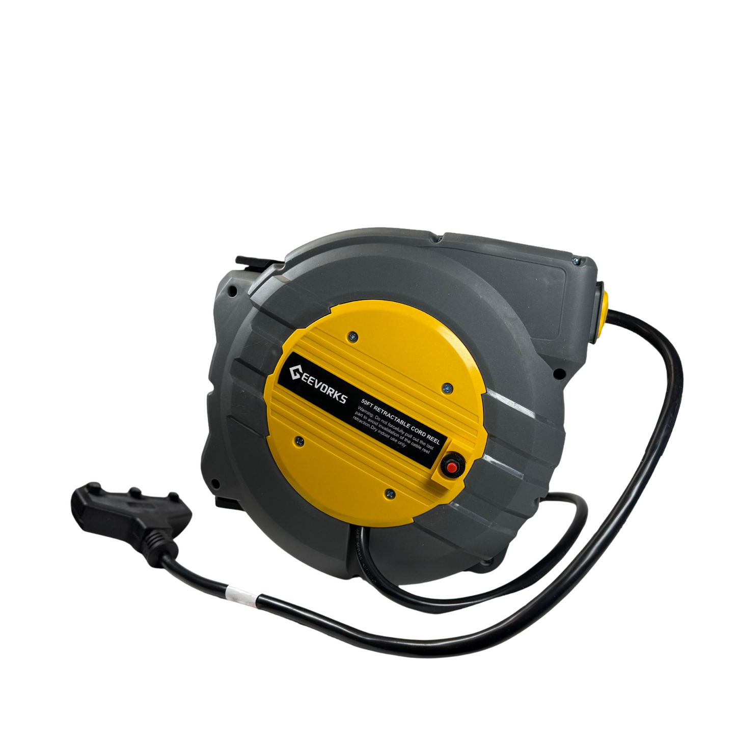 Retractable Power Cord Reel – 50+4.5 ft, 12AWG, 15.6A, Wall/Ceiling Mount