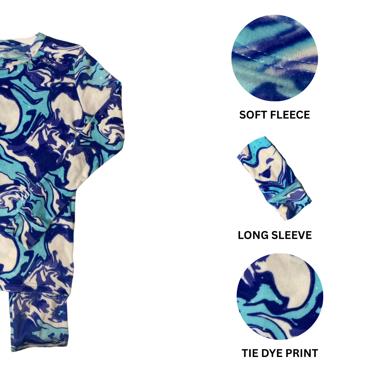 Girls Blue Tie Dye 2-Piece Pajama Set - 12