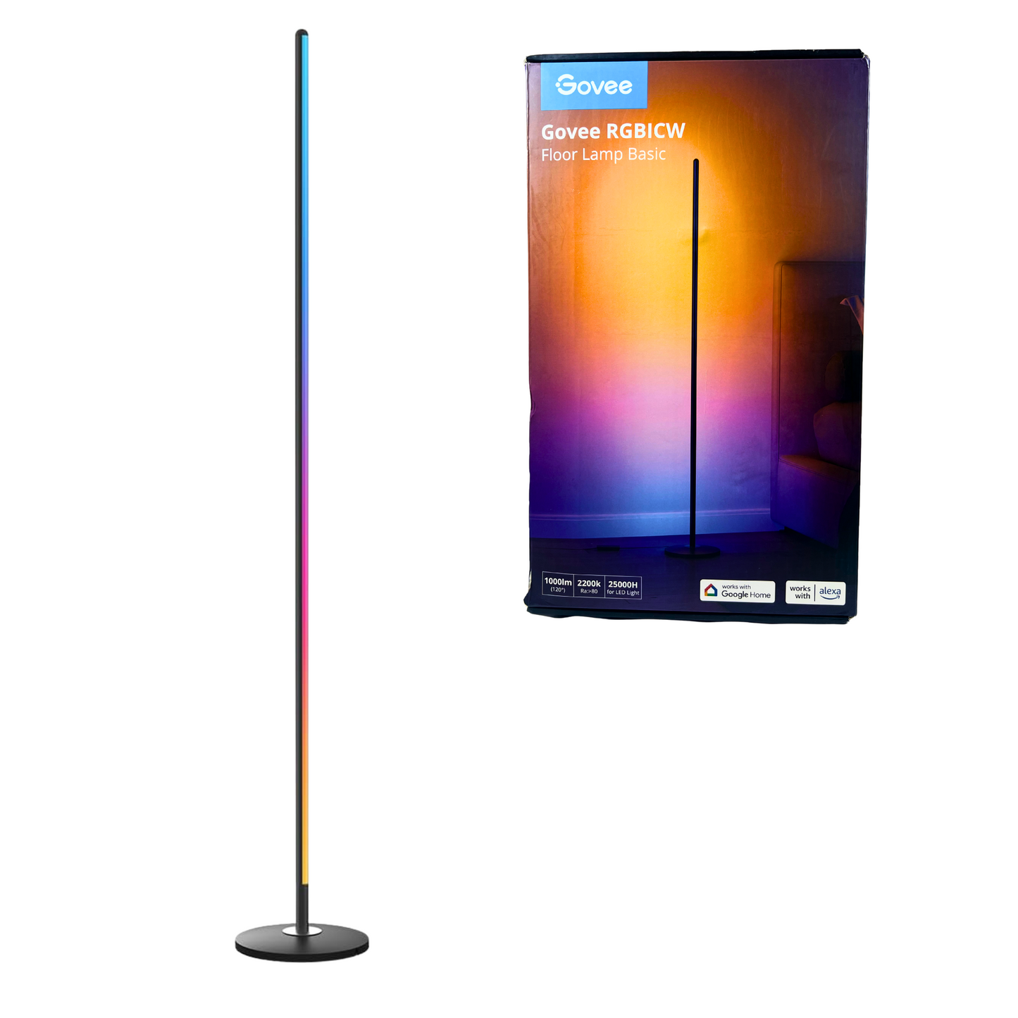 RGBIC Smart Corner Floor Lamp – Alexa & App Control, Music Sync, 61+ Scenes