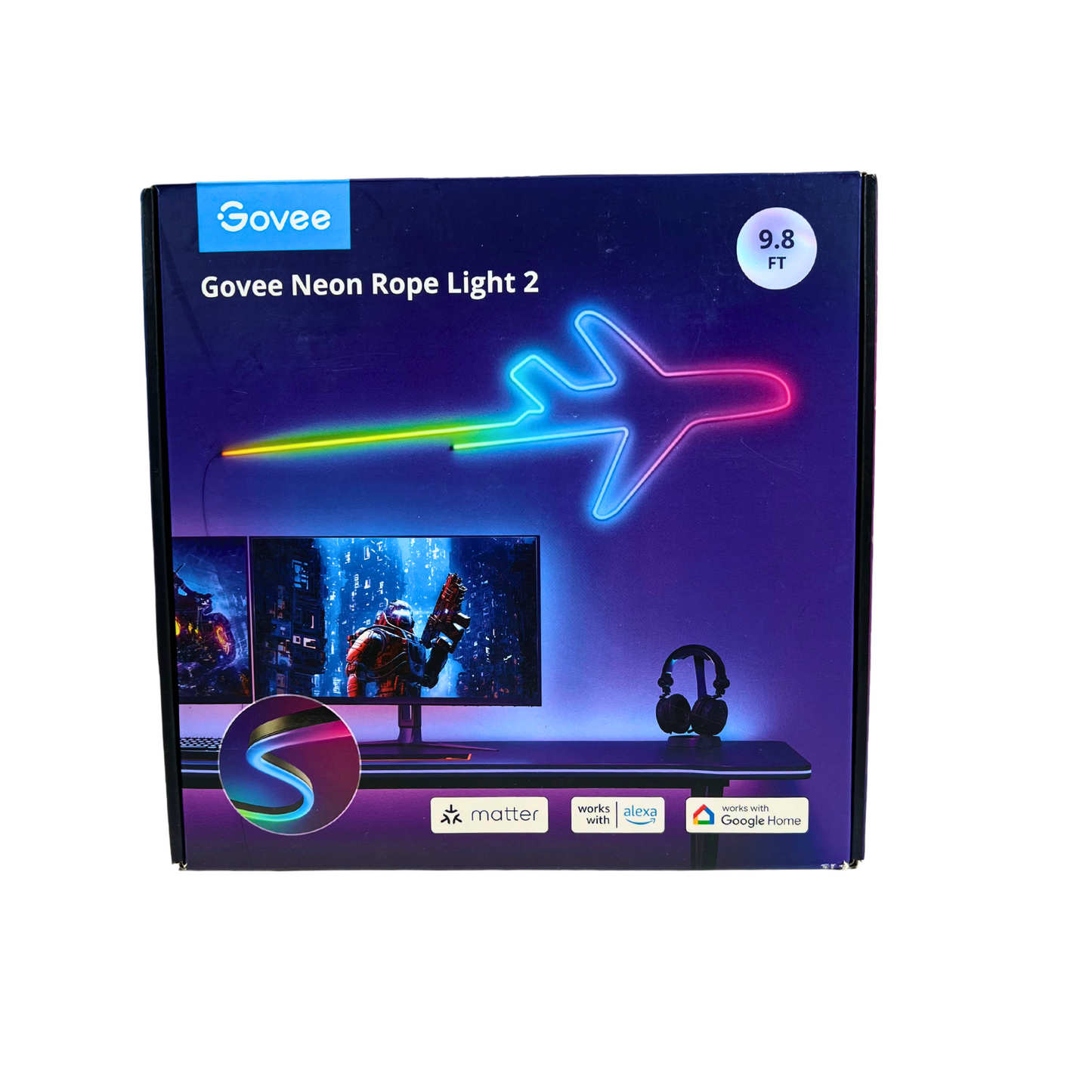 Govee Neon Lights 2 - RGBIC Neon Rope Light (9.8ft) for Bedroom and Wall Decor, Custom DIY Lighting with Shape Mapping, Alexa & Google Assistant Compatible, Black