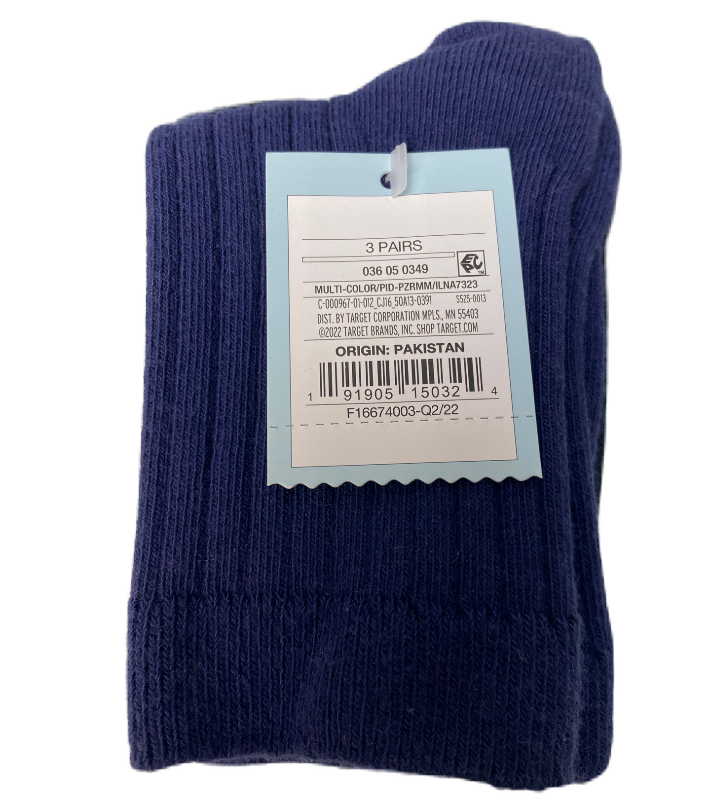 Kids unisex 3-Pack Multicoloured Dress Crew Socks - S (5-8)