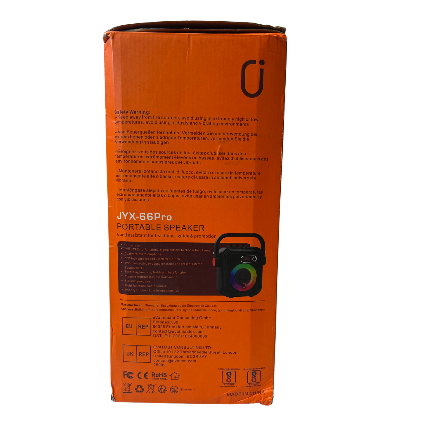 JYX 66PRO Karaoke Machine with 2 Wireless Microphones, Bluetooth Speaker & RGB Lights