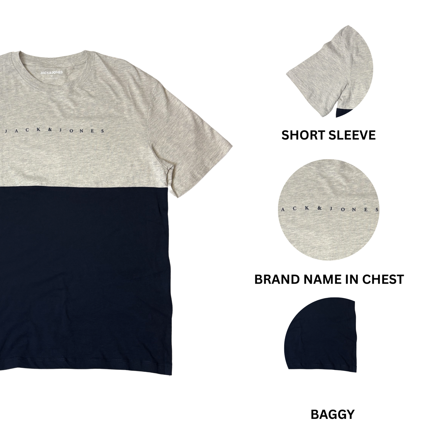 Men’s Grey & Blue Short Sleeve T-Shirt – Size M