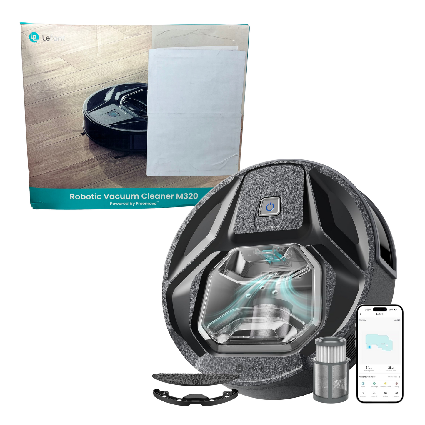 Robot Vacuum and Mop Combo with 6000Pa Suction, Long Runtime & App Control
