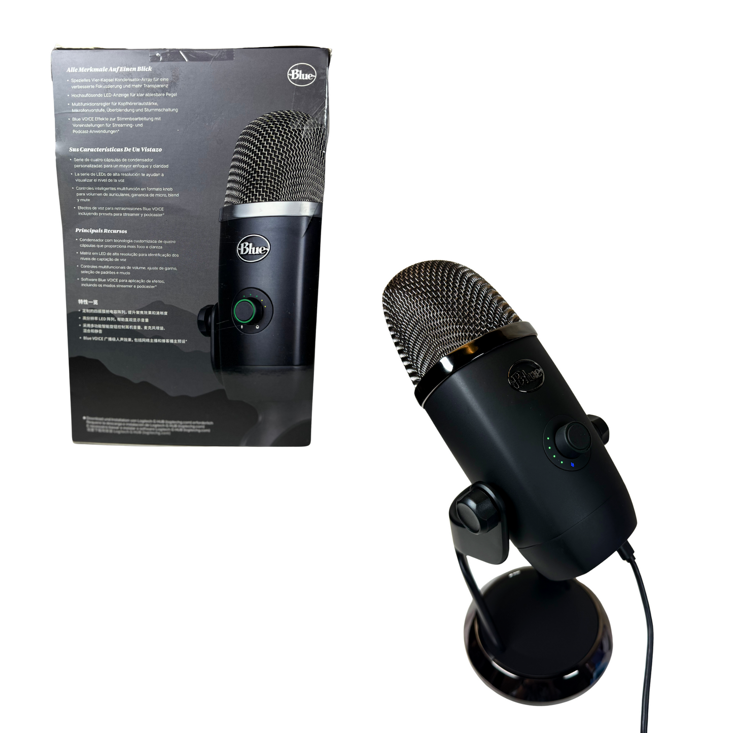 USB Streaming Microphone with LED Metering & 4 Pickup Patterns – For Gaming, Podcasting & Recording