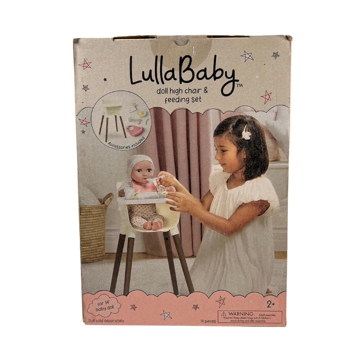 14-Inch Doll High Chair & Feeding Set – Pretend Play Baby Doll Accessories for Kids 2+