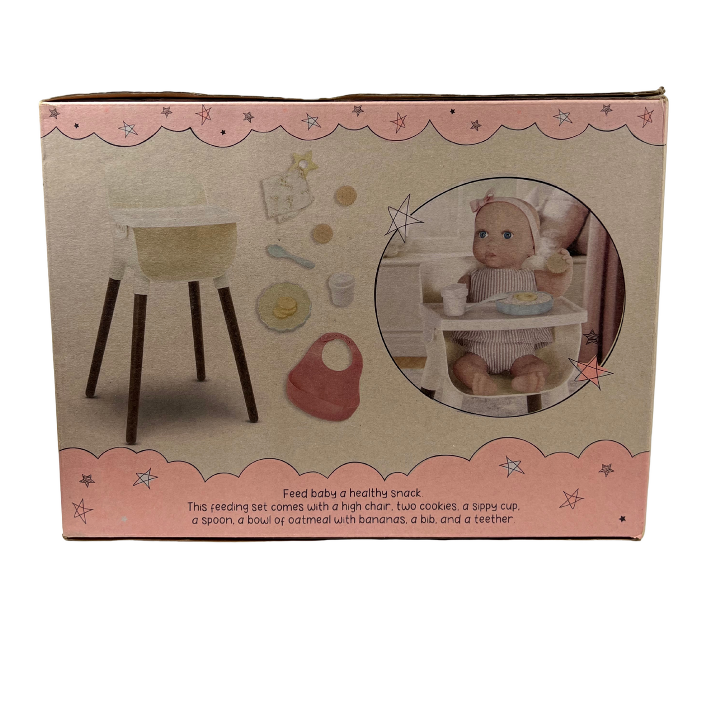 14-Inch Doll High Chair & Feeding Set – Pretend Play Baby Doll Accessories for Kids 2+