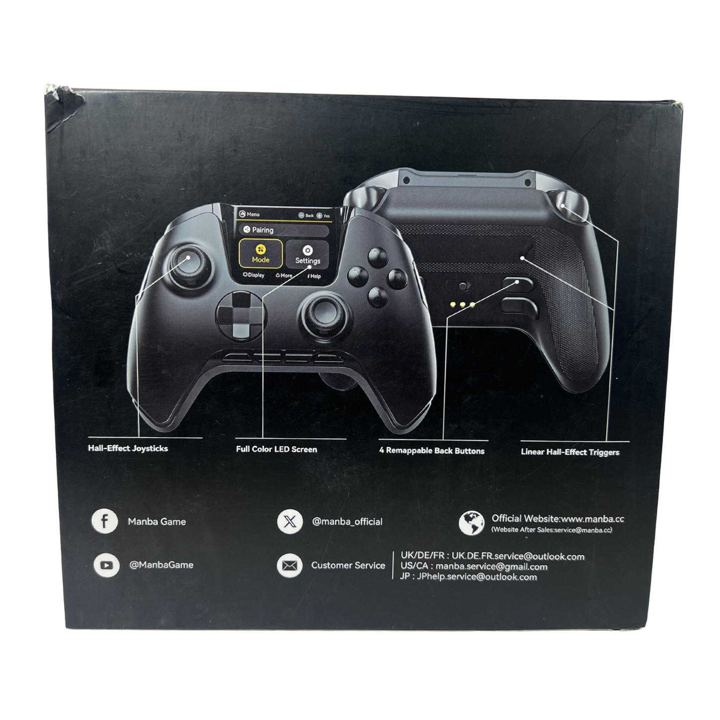 ManbaOne Wireless Gaming Controller with Interactive Screen – Multi-Platform, Hall Effect Joystick, RGB Lighting, Remappable Buttons, 1800mAh Charging Dock (Black)