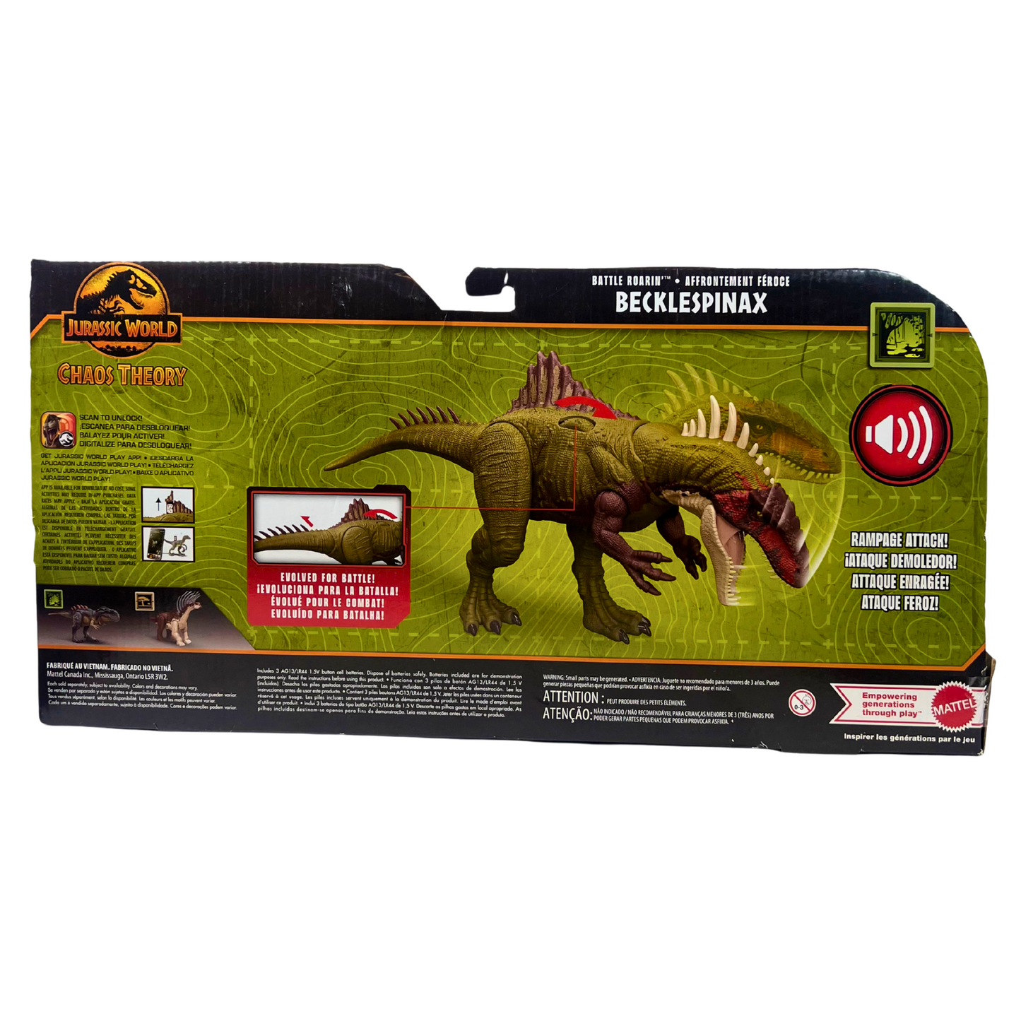 Large Dinosaur Battle Action Figure – Roaring, Chomping & Extending Spikes – 17 Inch