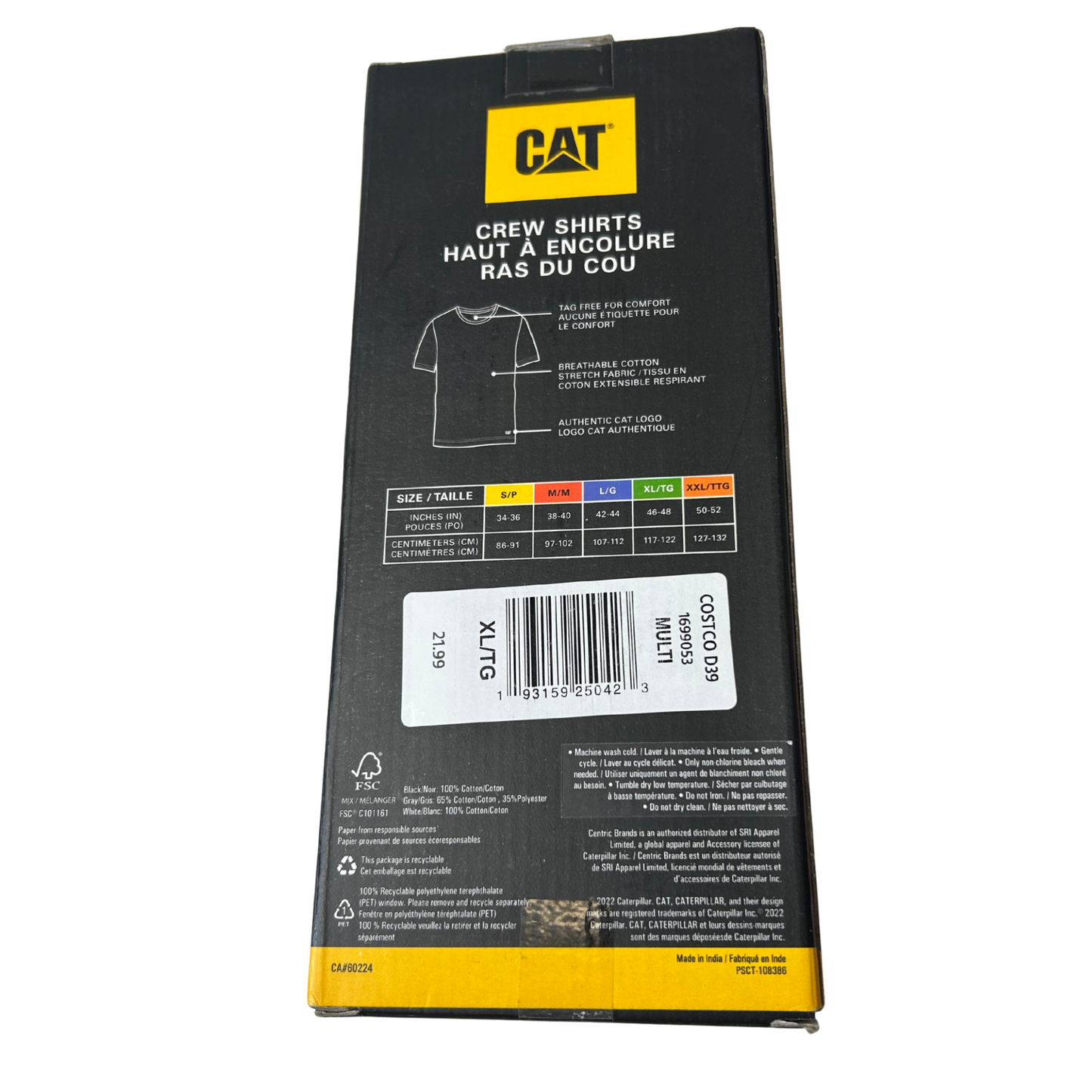 Men’s Black & Gray Crew Neck T-Shirts 4-Pack Size XL