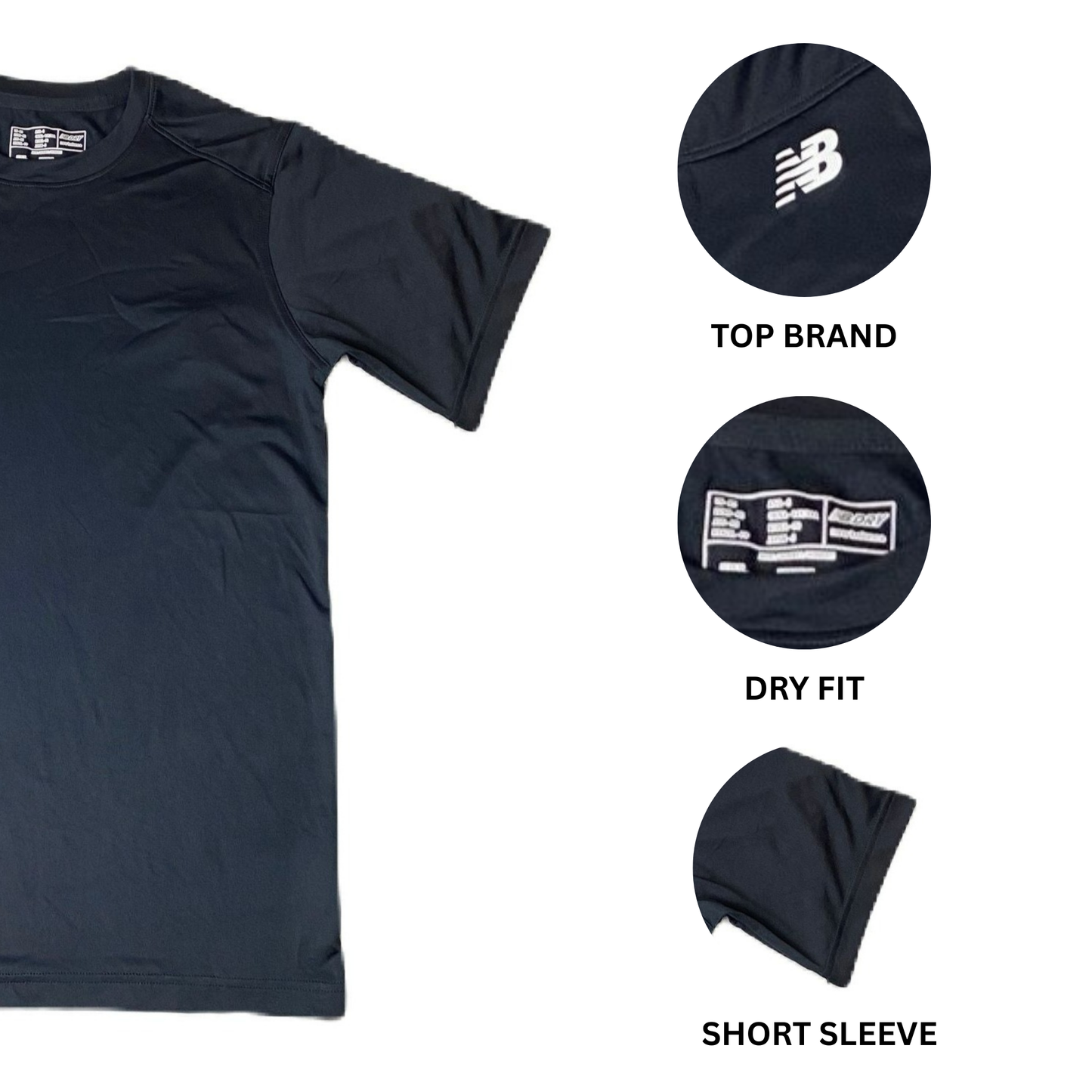 Men's Black Active T-Shirt - XS