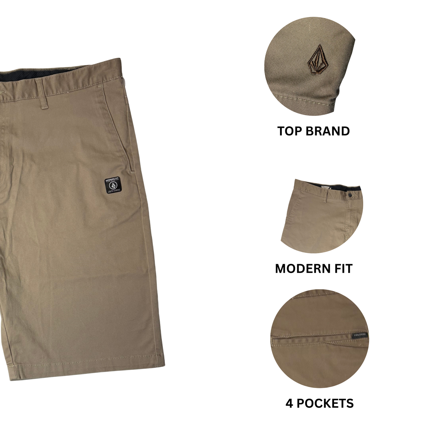 Men's Brown Stretch Shorts - 40