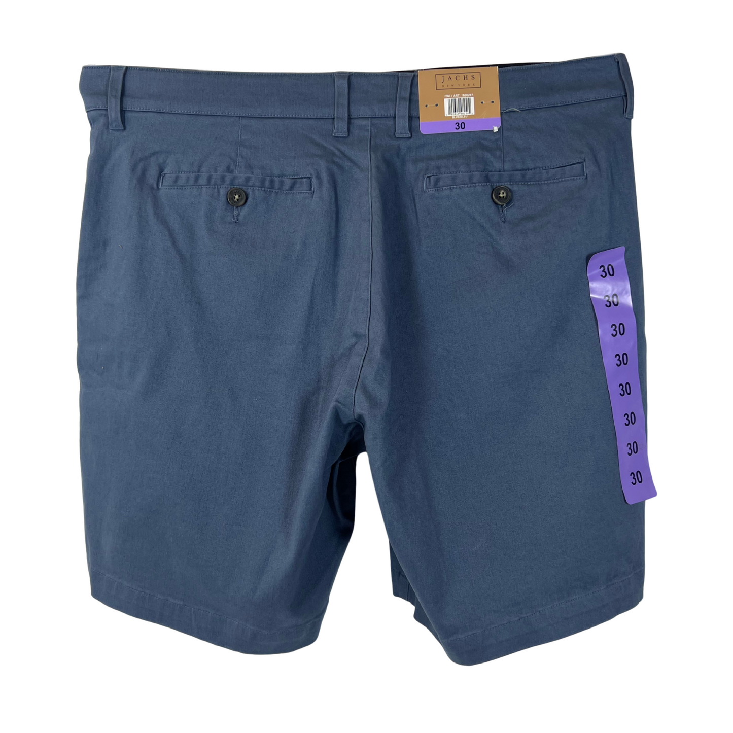 Men’s Performance Stretch Shorts – Blue, Size 30, Elastic Waist