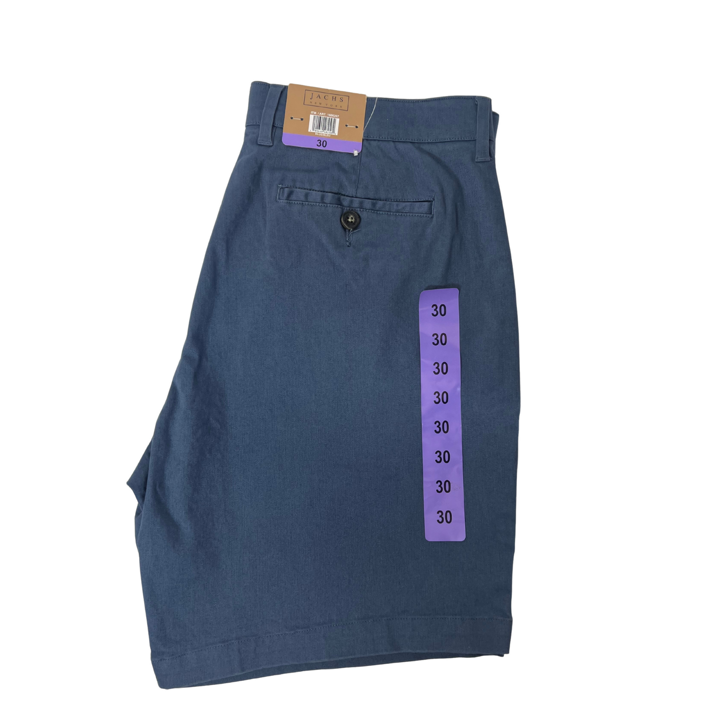 Men’s Performance Stretch Shorts – Blue, Size 30, Elastic Waist