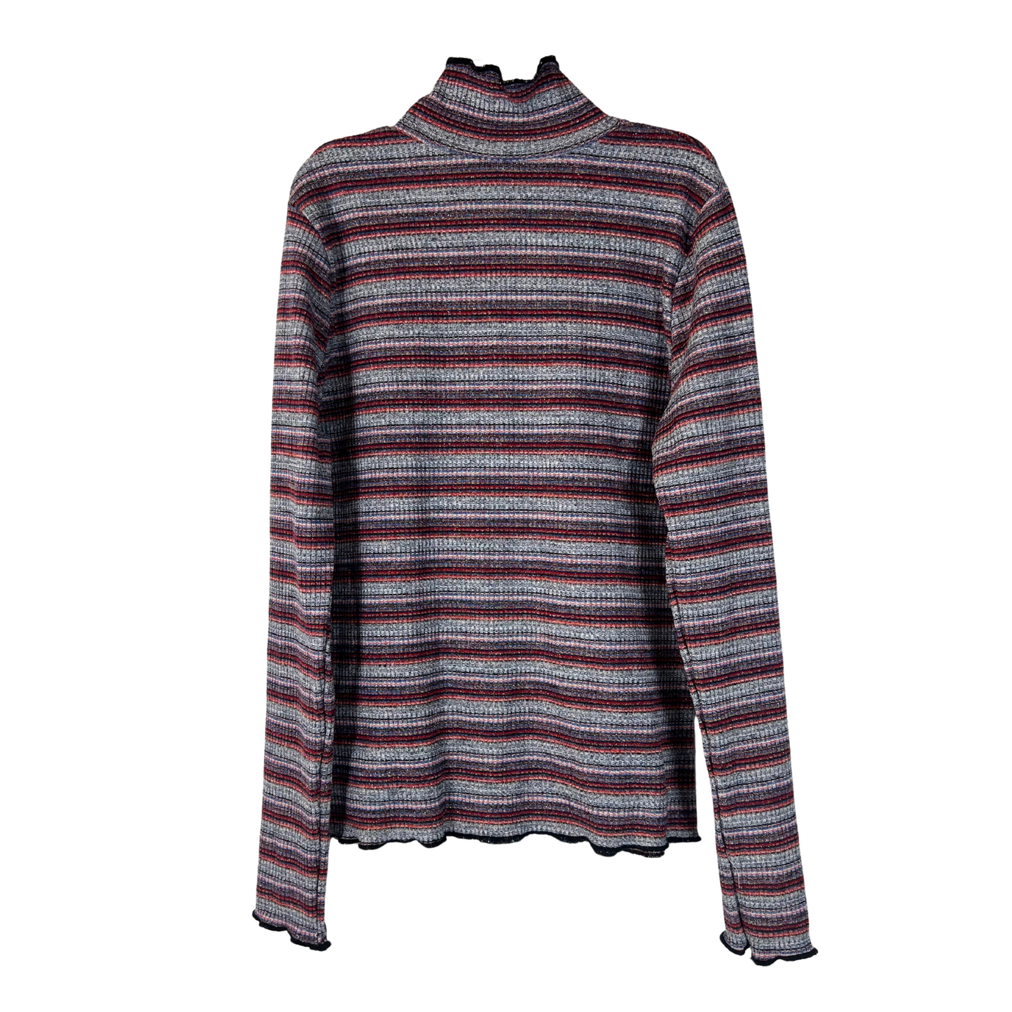 Girls Striped Mock Neck Long Sleeve Shirt – Size Large 10/12