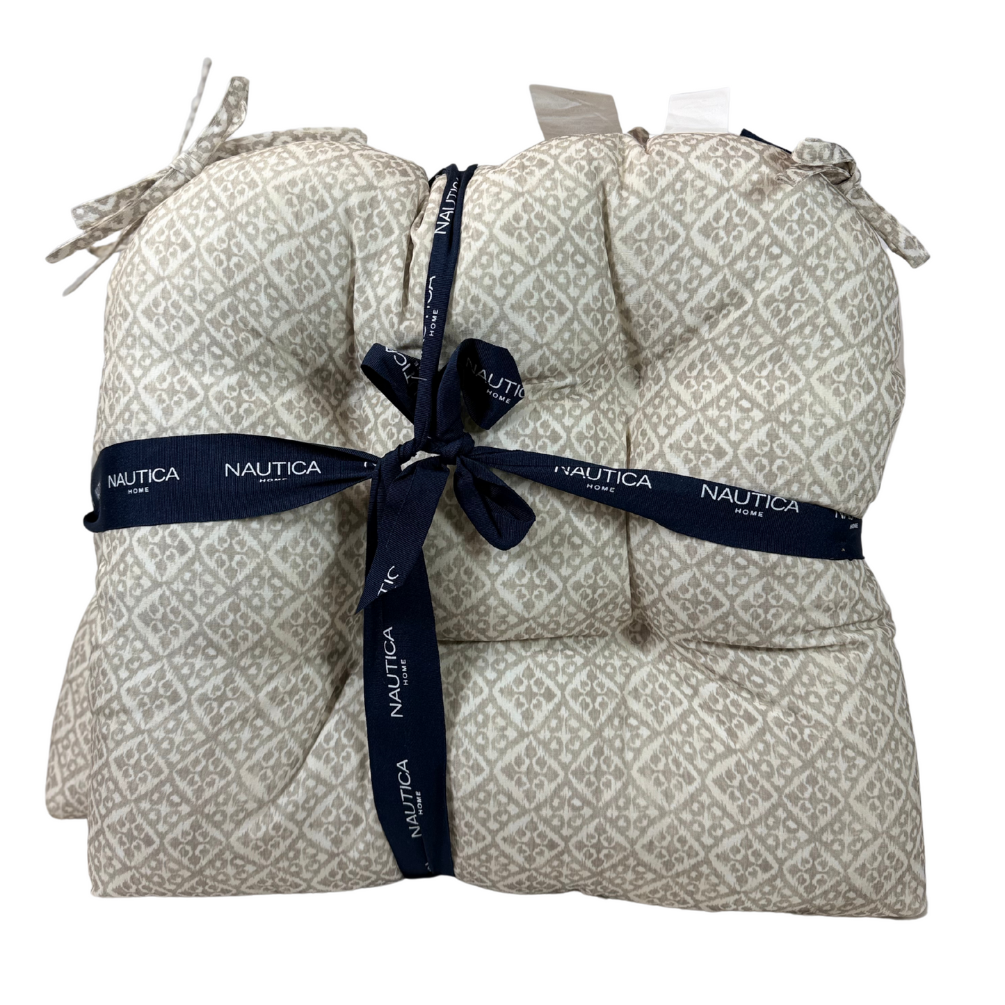 Set of 2 Nautica Home Outdoor Seat Cushions – 20"x20", Gray & White Print, Water Repellent