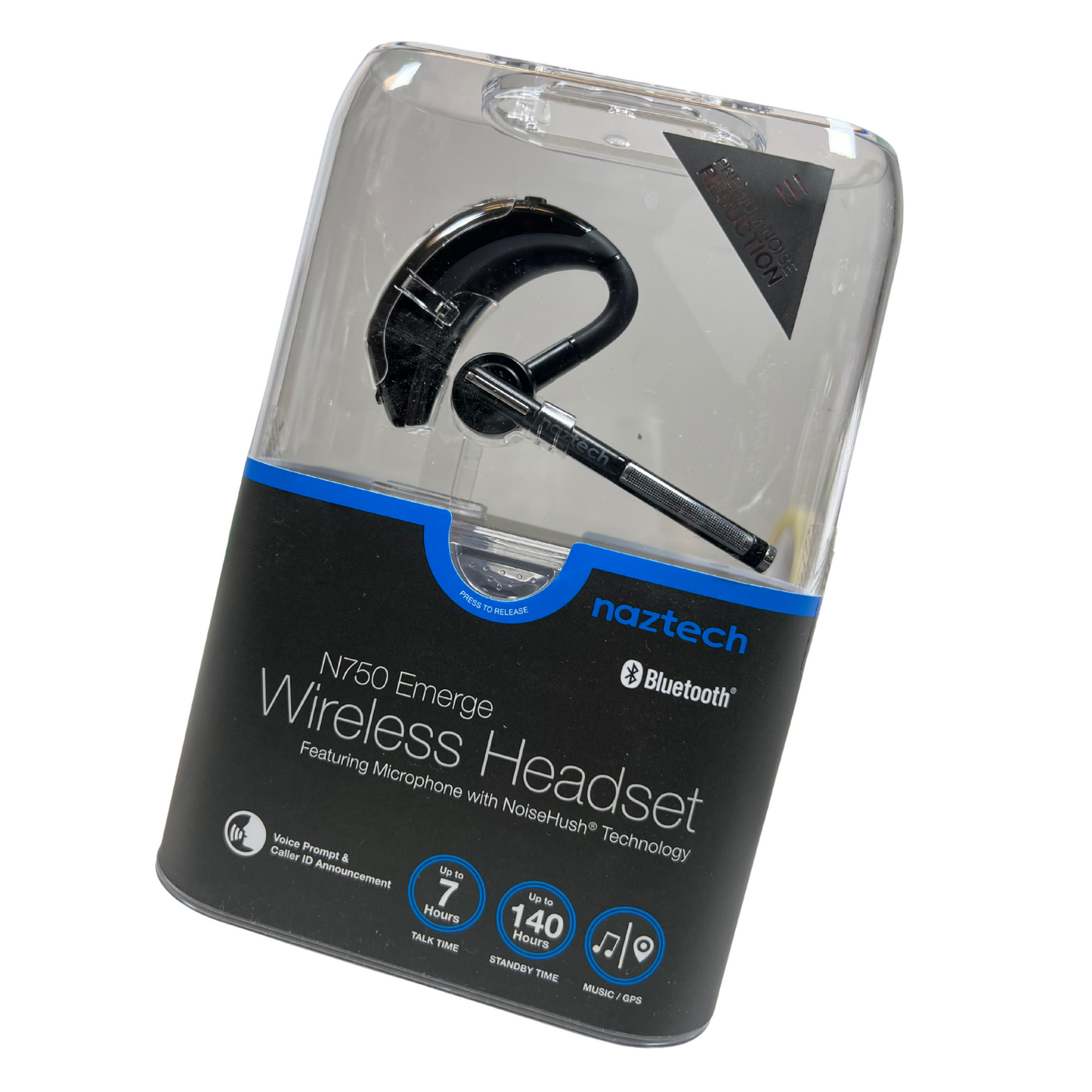 N750 Emerge Bluetooth Headset – Noise-Canceling Mono Headset with Boom Mic