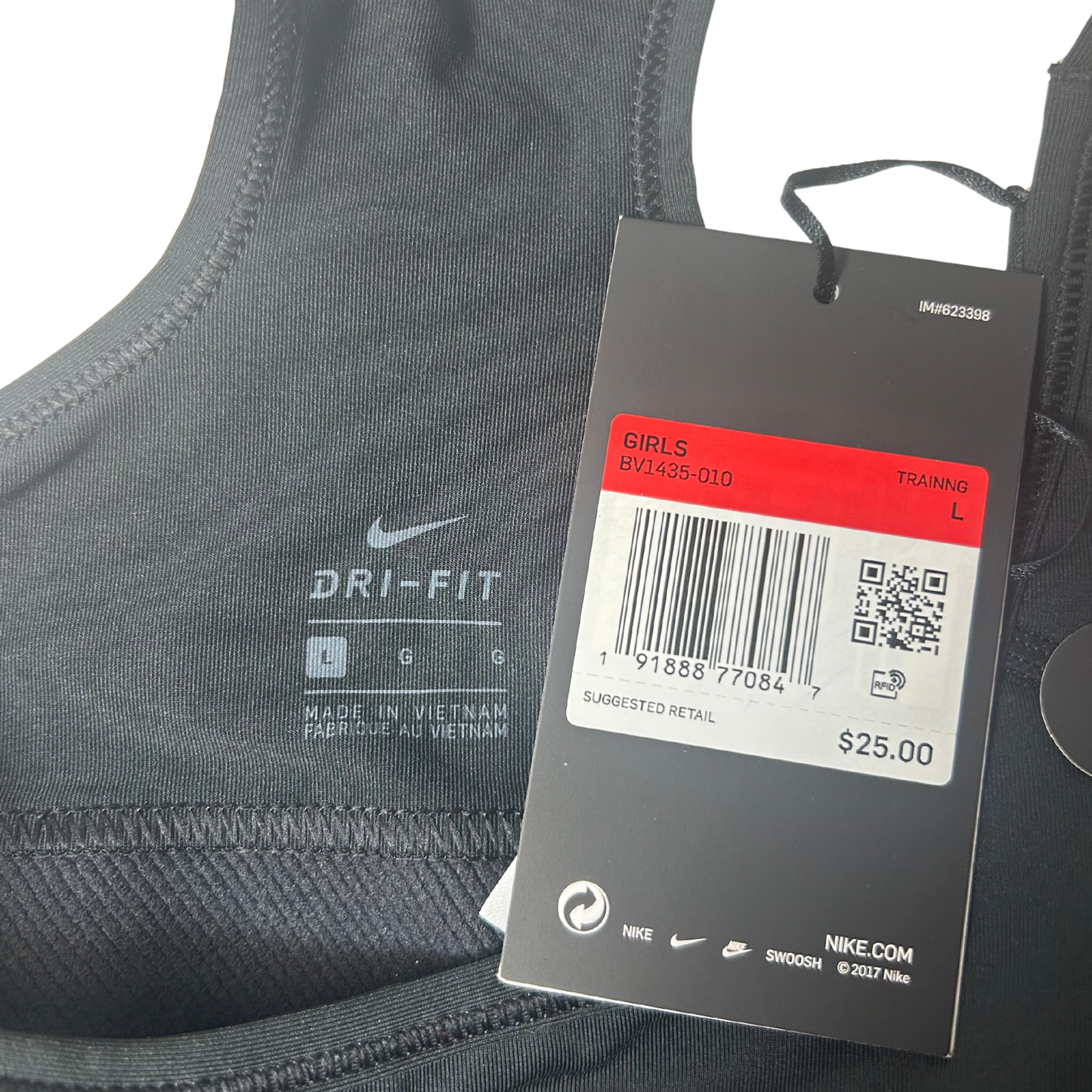 Girls’ Black Dri-Fit Sports Bra – Size L