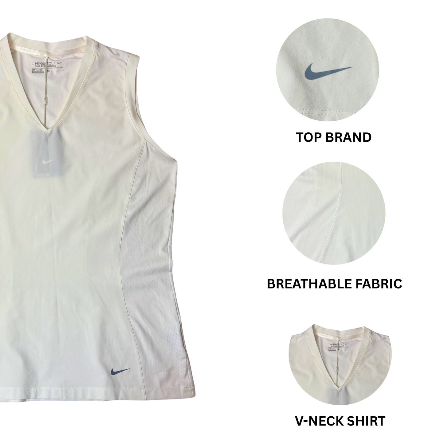 Women’s Golf White Sleeveless Athletic Shirt Dri-FIT Size L