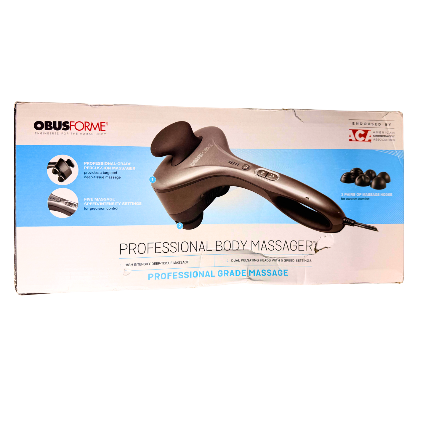 Professional Percussion Back Massager | Deep Tissue Handheld Massager | 5 Speed Settings | Dual Massage Nodes | Muscle & Fatigue Relief