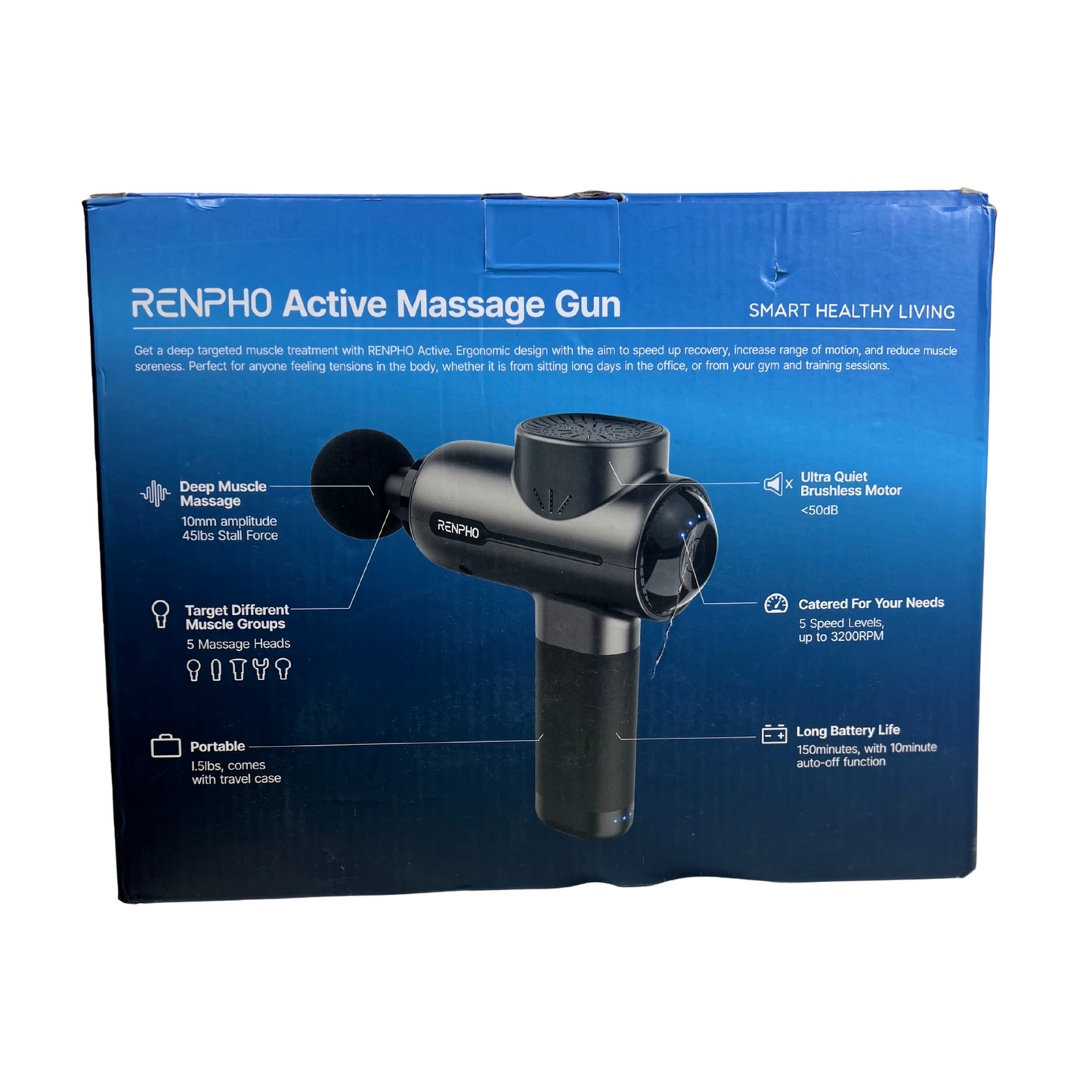 Powerful Percussion Massage Gun with 5 Speeds & Attachments, Portable Handheld Massager with Travel Case