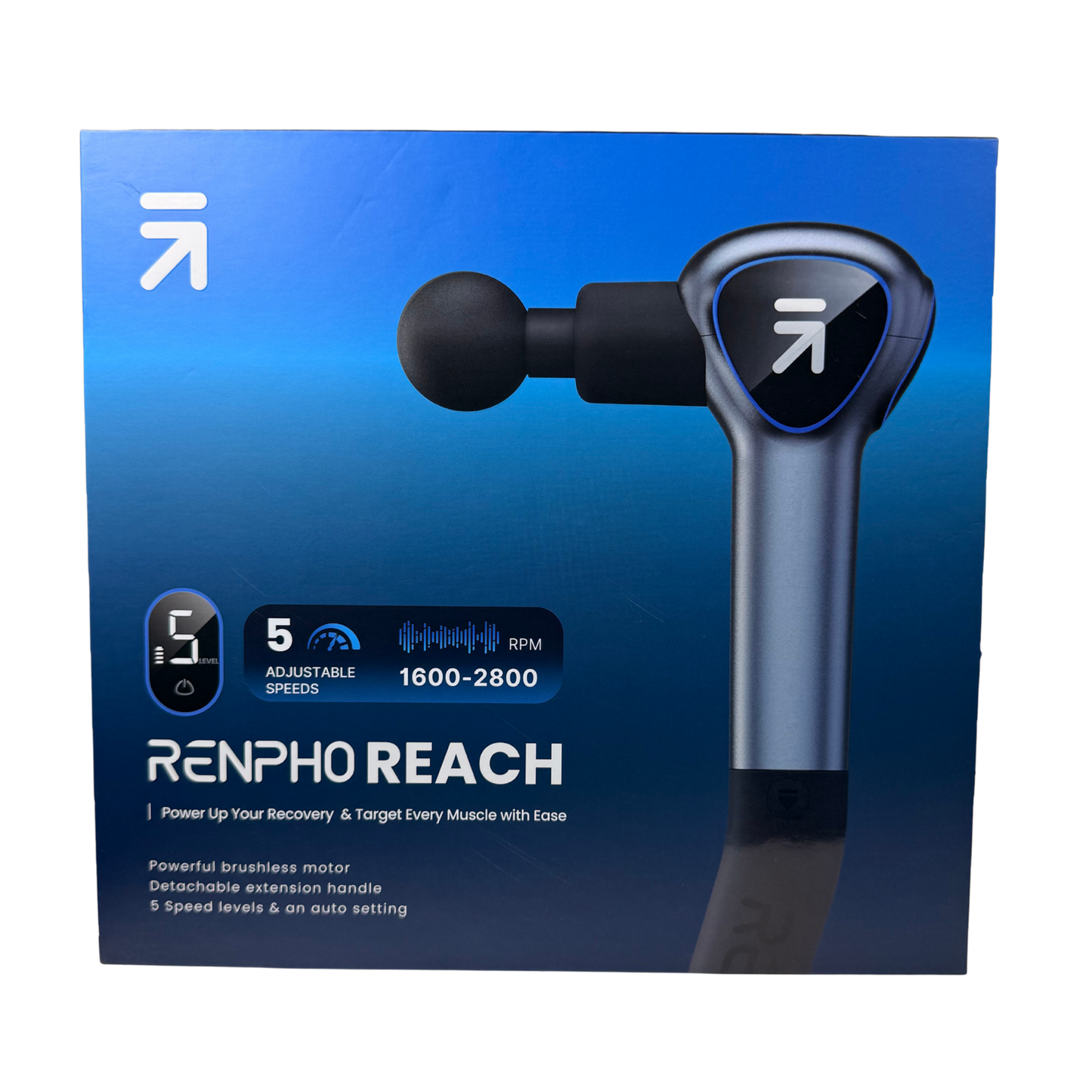 Portable Deep Tissue Massager | 5-Speed Cordless Massager with Extension Handle & LED Display | Quiet Muscle Relief for Full-Body Recovery