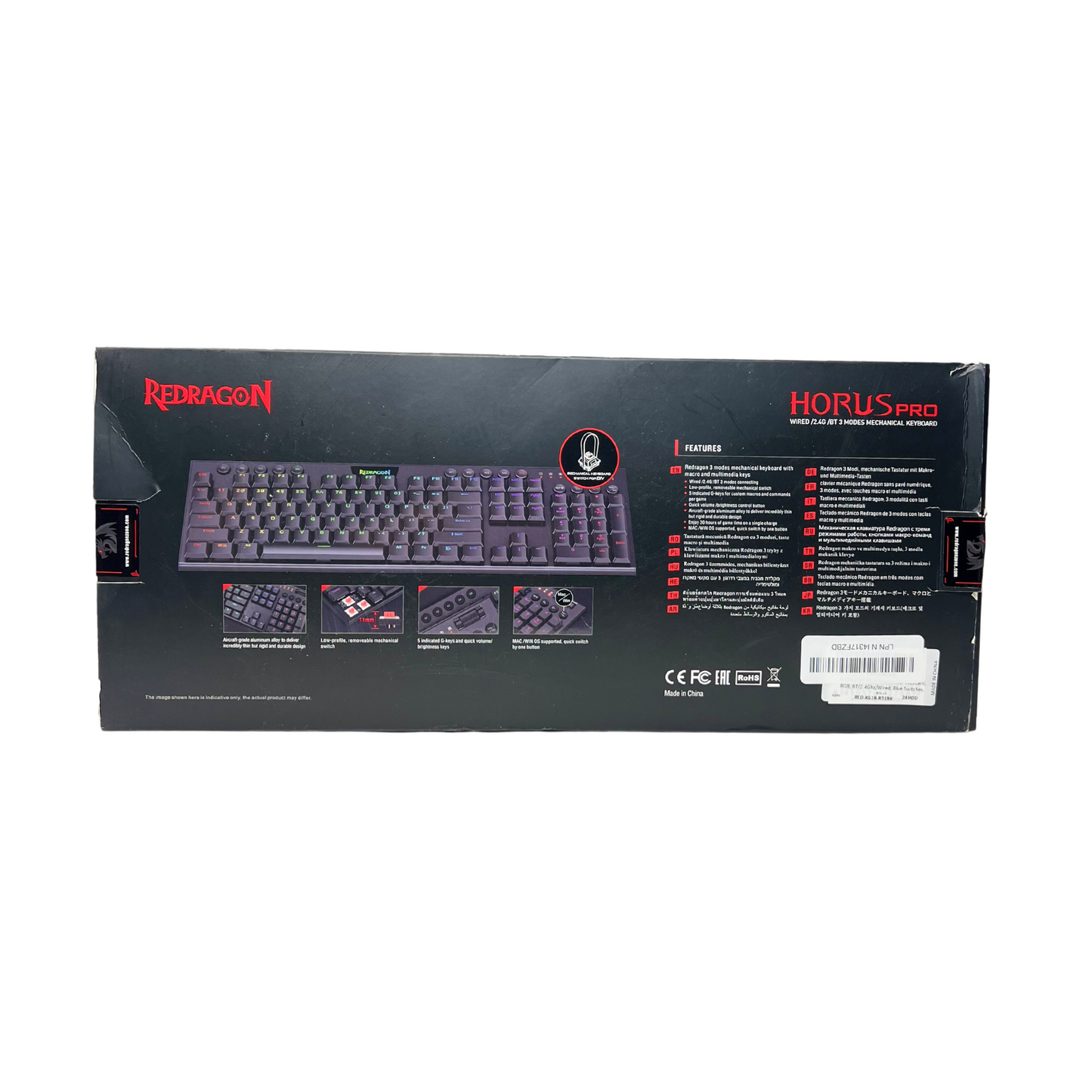 Redragon K618 Horus Wireless RGB Mechanical Keyboard - Ultra-Thin, Tri-Mode