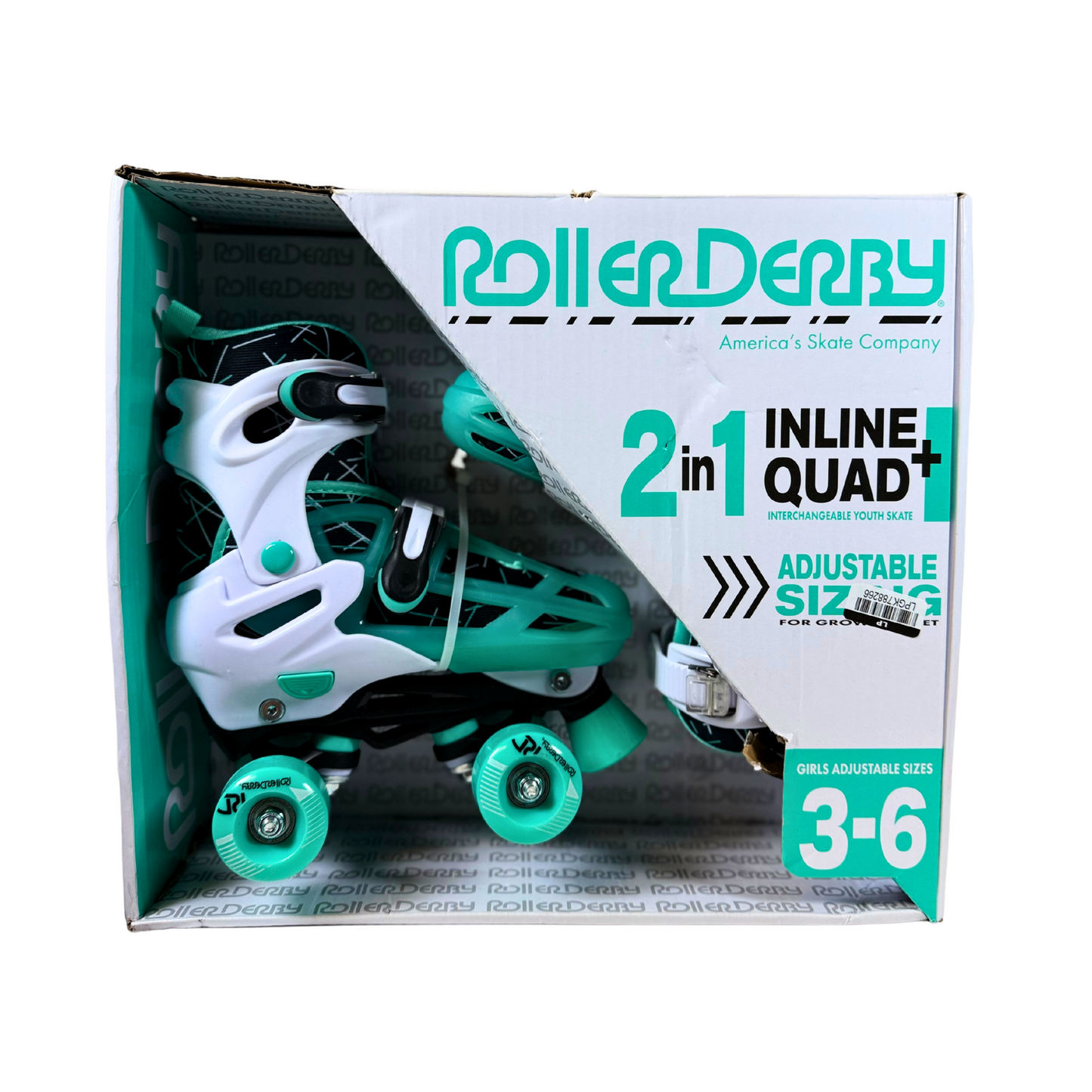 Roller Derby Falcon 2-in-1 Kids Skates, Adjustable Quad & Inline, Size 3–6