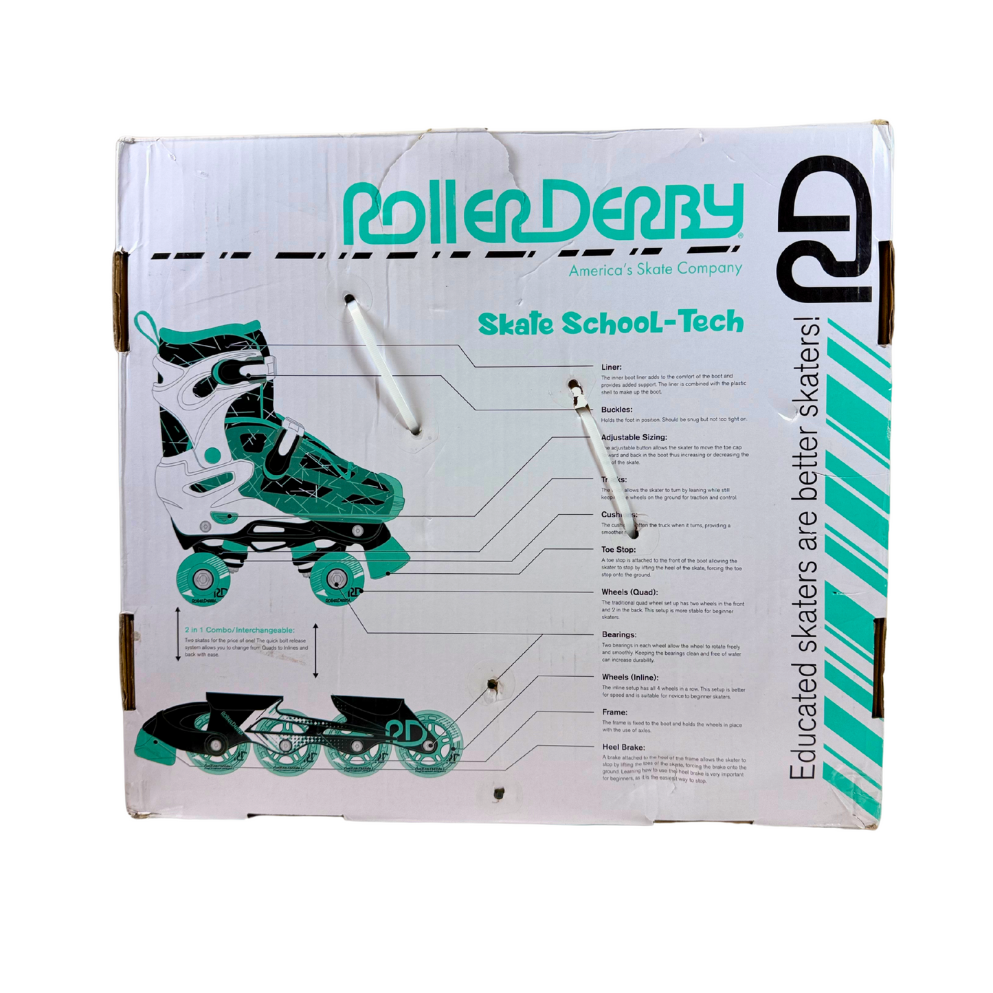 Roller Derby Falcon 2-in-1 Kids Skates, Adjustable Quad & Inline, Size 3–6