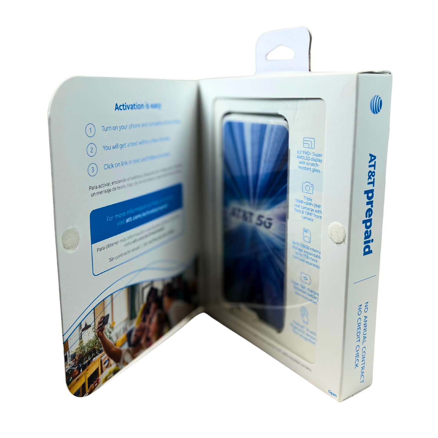 Prepaid 5G Smartphone 128GB – Blue, Super AMOLED Display, Triple Camera