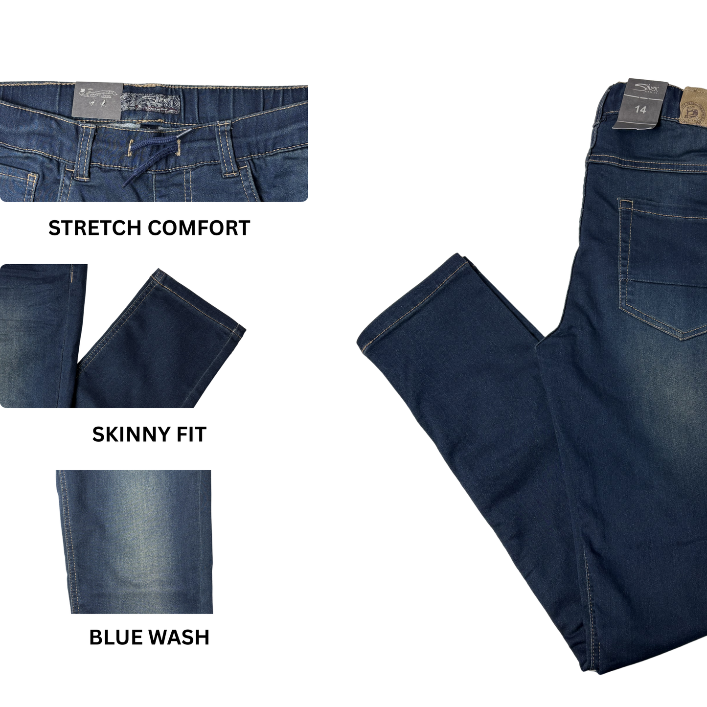 Boys’ Blue Skinny Fit Jeggings – Size 14